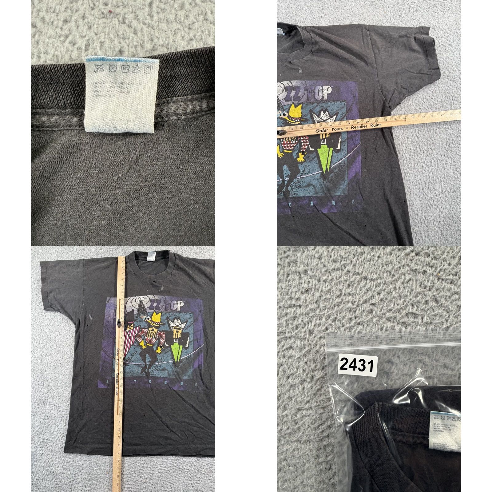 Fruit Of The Loom Vintage ZZ Top Antenna Shirt Mens Size XL Black Band World Tour 90s Distressed Size US XL / EU 56 / 4 - 9 Thumbnail