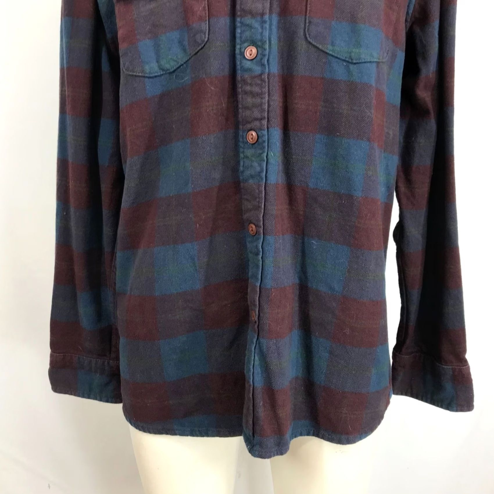 Grayers GRAYERS MEN'S XL BLUE & WINE PLAID LONG SLEEVE BUTTON FLANNEL SHIRT Size US XL / EU 56 / 4 - 3 Thumbnail