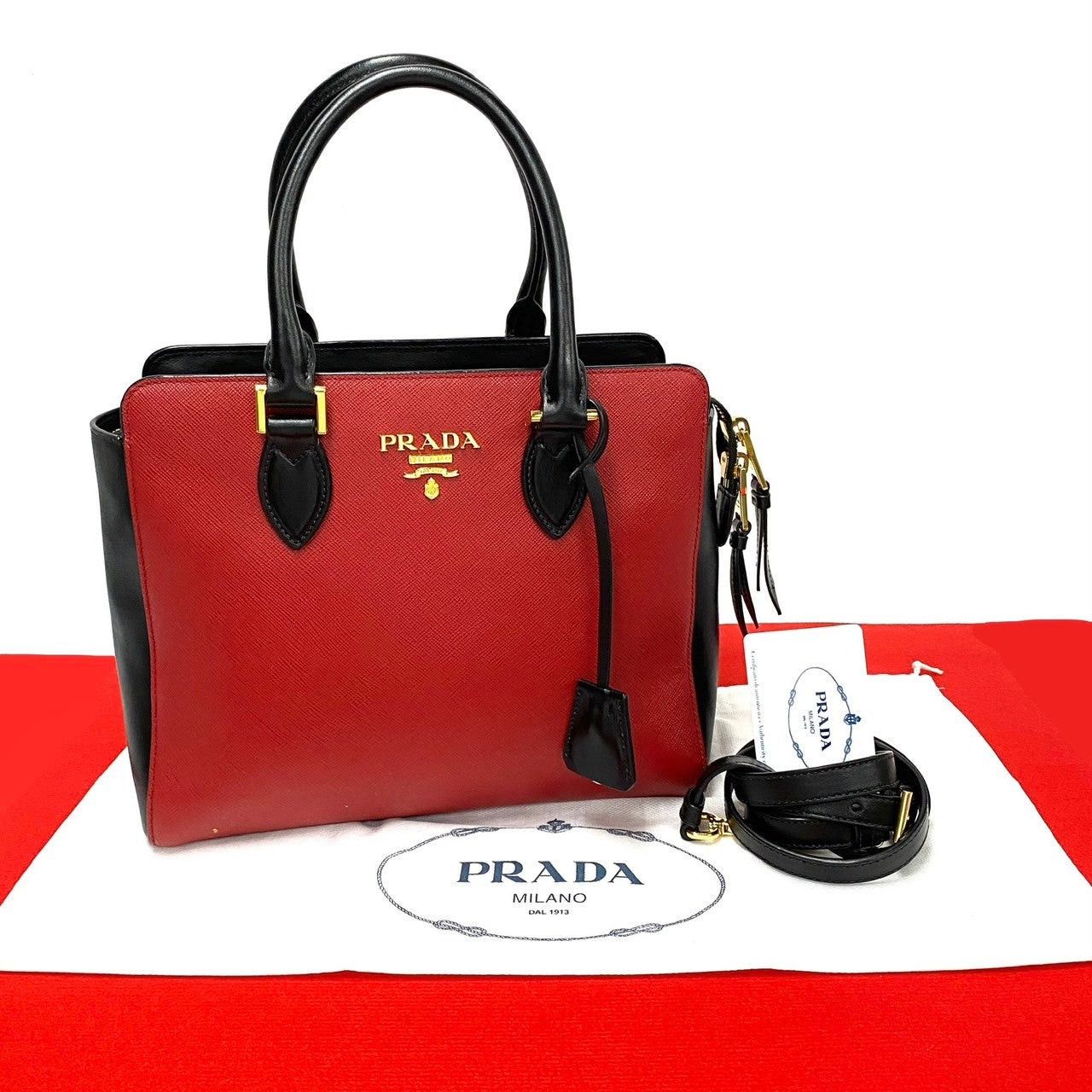 Prada Prada Shoulder Bag Red Leather Size ONE SIZE - 1 Thumbnail