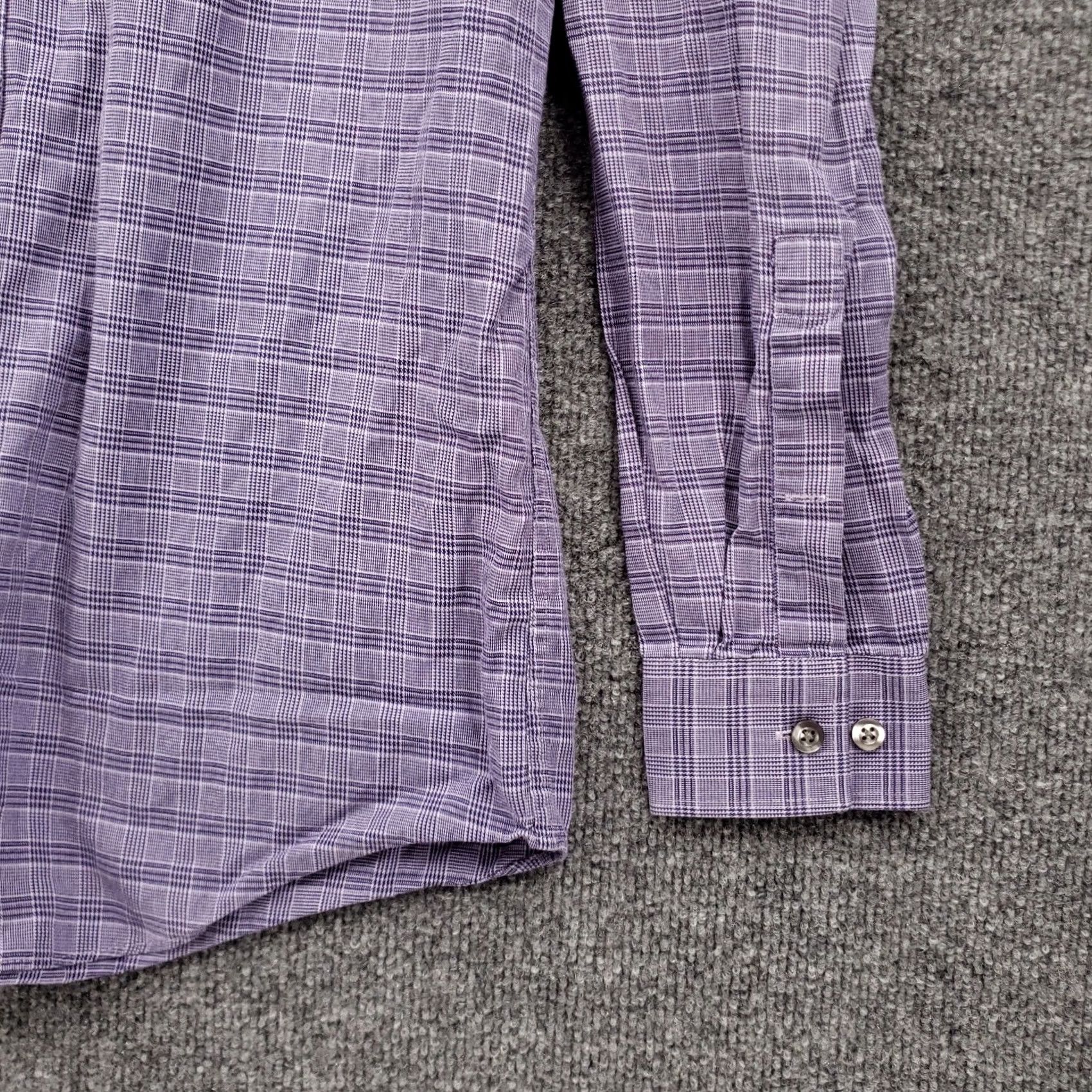 Michael Kors Michael Kors Dress Shirt Mens M Medium Purple Button-Up Plaid Slim Fit Collared Size 40R - 6 Thumbnail