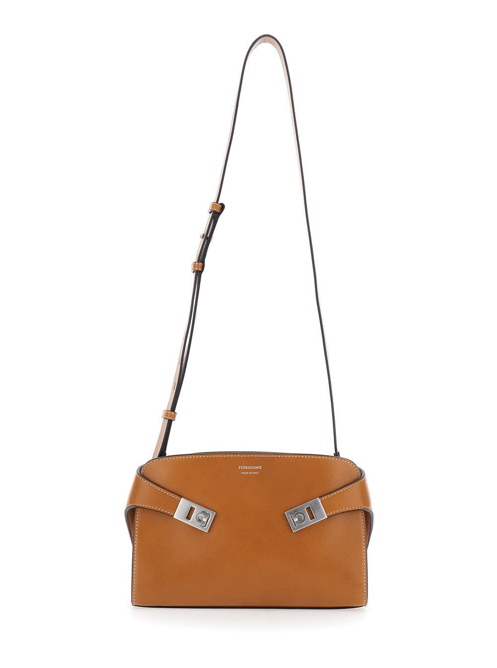 Salvatore Ferragamo 'Messenger Hug' Brown Crossbody bag with Lettering Logo and Gancini Buckles in Leather Man Size ONE SIZE - 1 Thumbnail