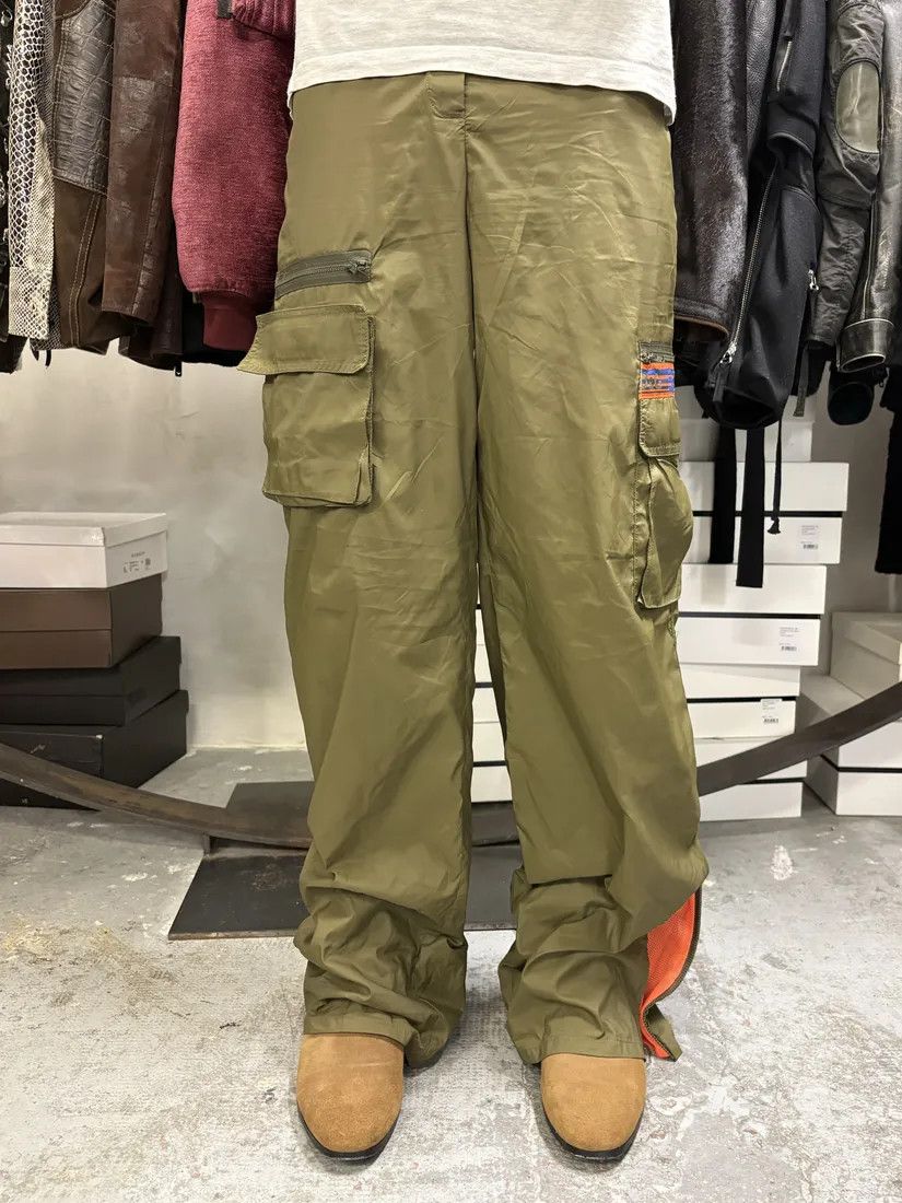 Designer × Dolce & Gabbana × Vintage 2000s Dolce & Gabbana Green & Orange Nylon Cargo Pants Size US 31 - 1 Thumbnail