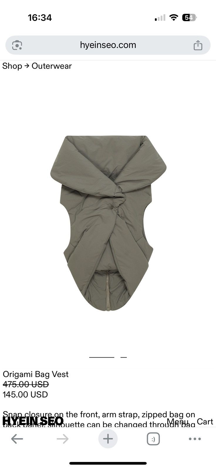 Hyein Seo hyein seo origami bag vest Size S / US 4 / IT 40 - 2 Thumbnail