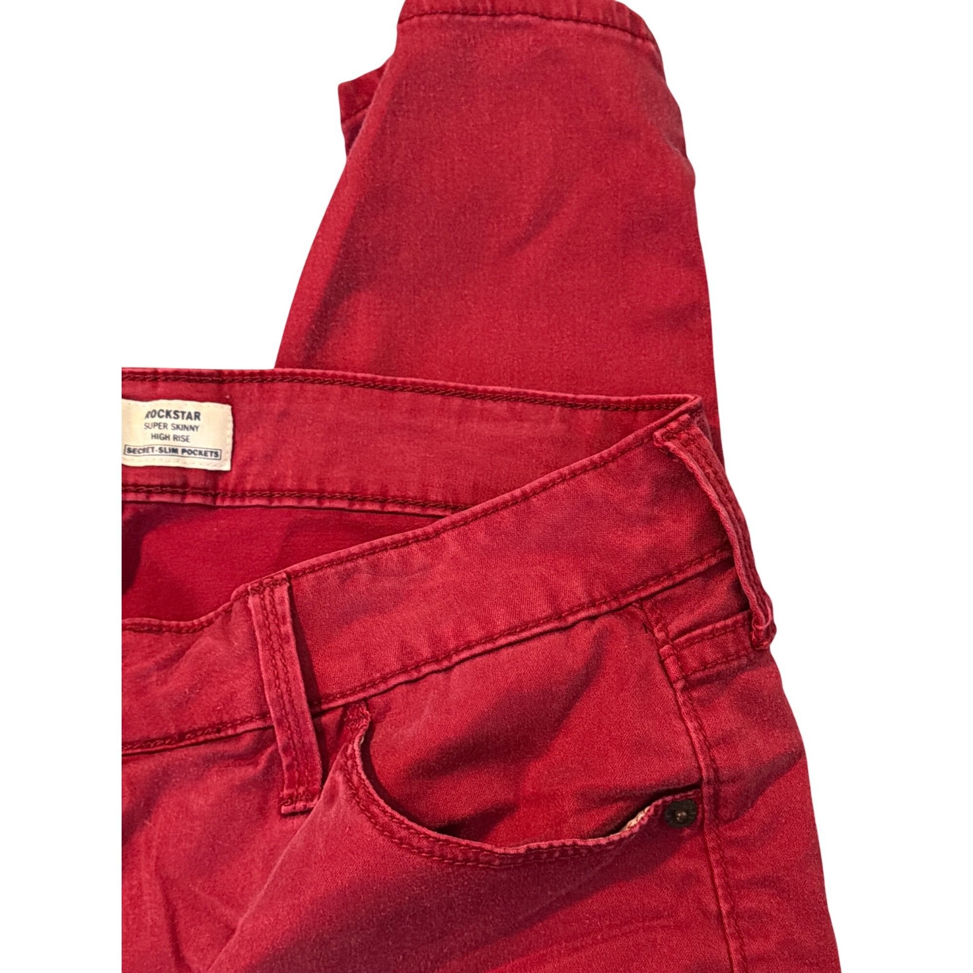 Old Navy Old Navy Rockstar High Rise Super Skinny Red Jeans Secret Sl Size 34" / US 12 / IT 48 - 2 Thumbnail