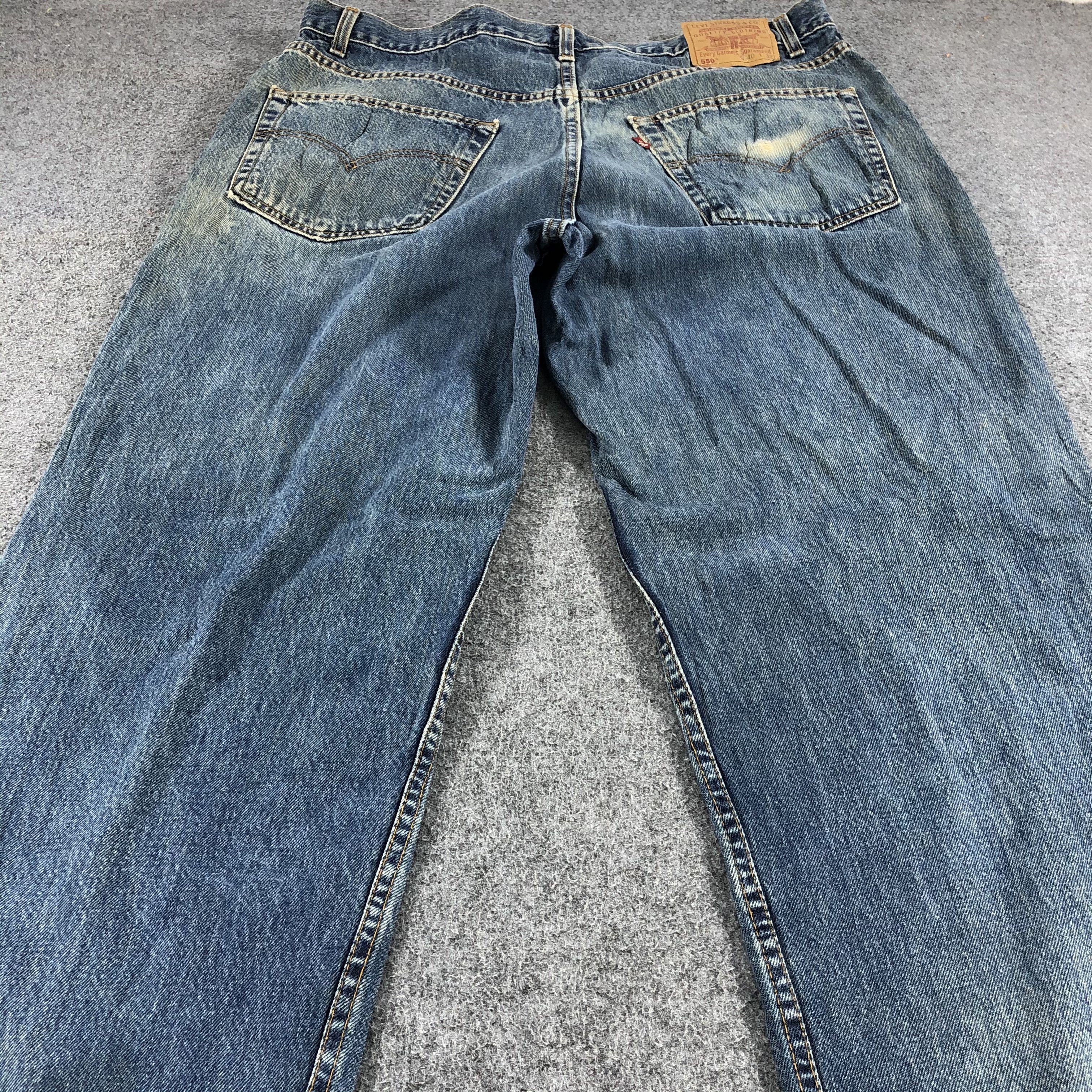 Levi's Vintage 90s Dirty Blue Wash Levis 550 Jeans-J1206 Size US 39 - 4 Thumbnail