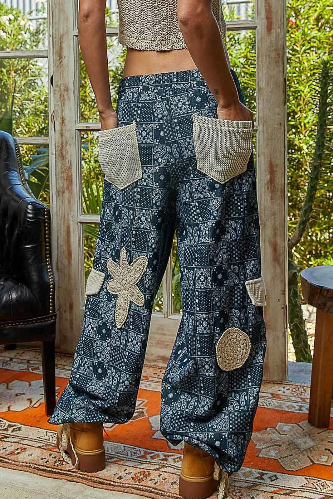 Other POL Pleat Detail Floral Patchwork Cargo Jogger Pants Size 32" / US 10 / IT 46 - 10 Thumbnail
