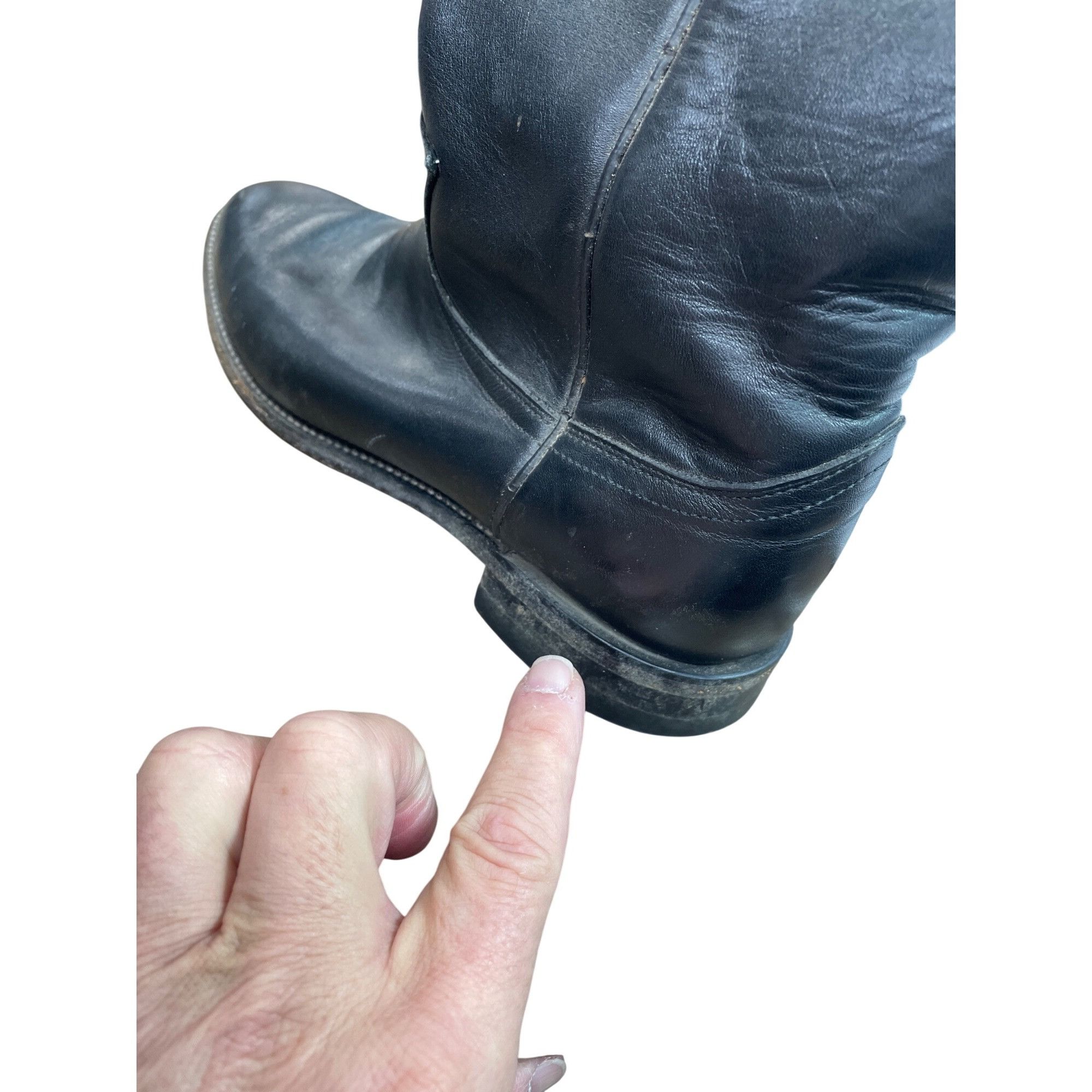 Justin Justin Boots Mens Black Leather Mid Calf Western Boots Sz 7. Size US 7.5 / EU 40-41 - 17 Thumbnail