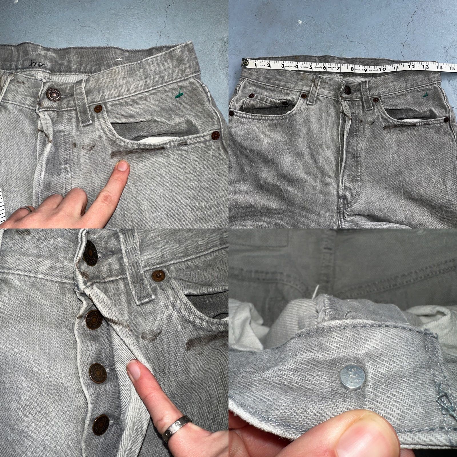 Levi's Levis 501 Vintage 90s USA Gray Straight Leg Jeans 28x34 Regular Mens 501 Series Denim Cotton Medium Wash Size US 28 / EU 44 - 8 Thumbnail