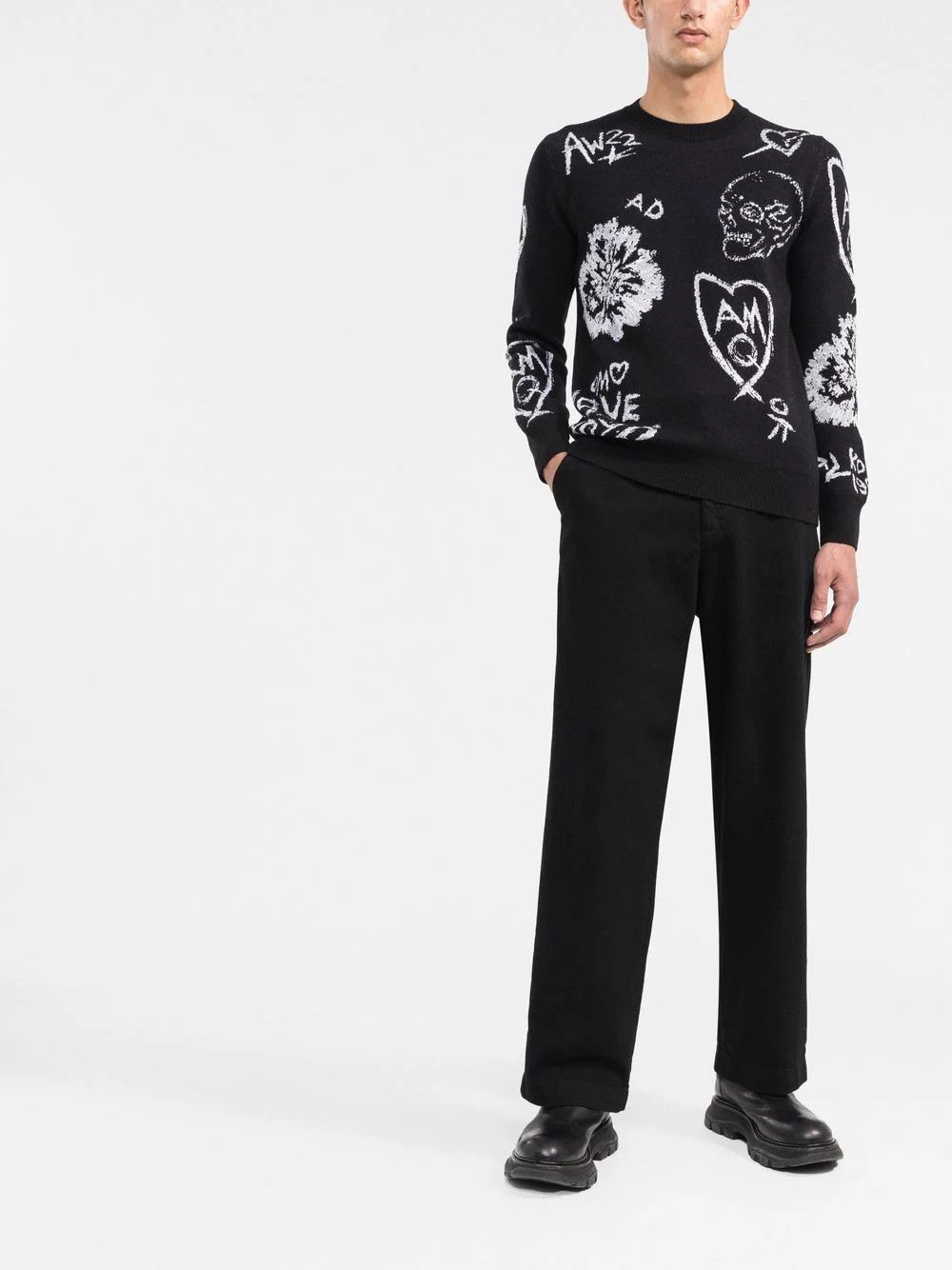 Alexander McQueen o1y1024 Sweater in Black Size US L / EU 52-54 / 3 - 2 Thumbnail