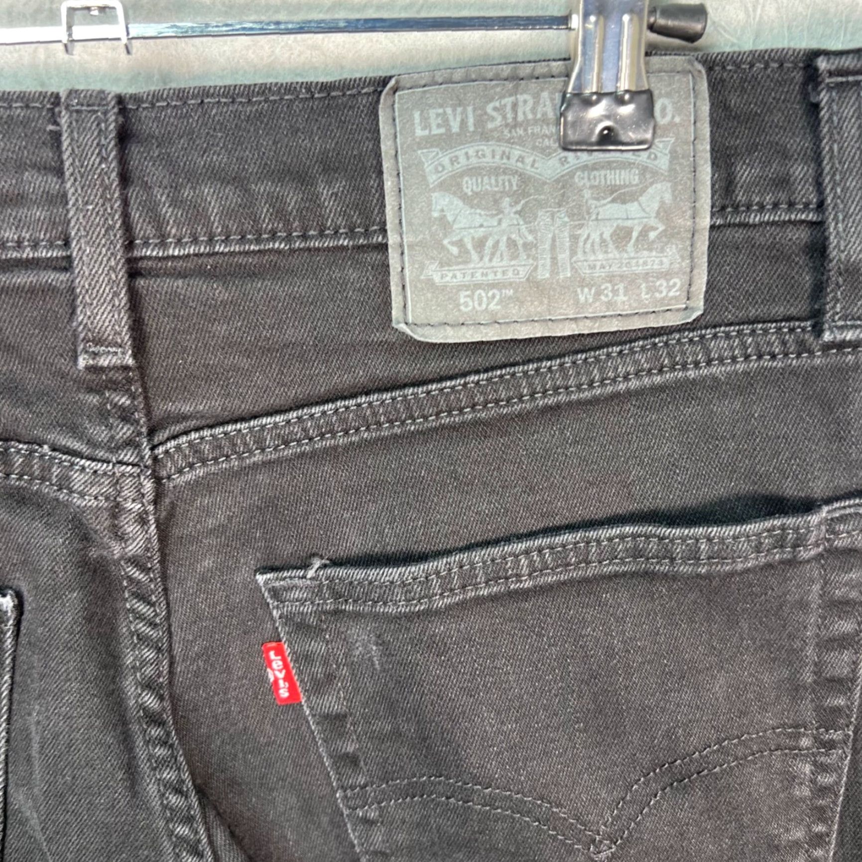 Levi's Levi's 502 Slim Tapered Jeans Mens 31 x 30 Black Denim Slim Fit 5-Pocket Cotton Blend Regular Size Jeans Men Black Levi's 500 Series Vintage: No Size US 31 - 3 Thumbnail