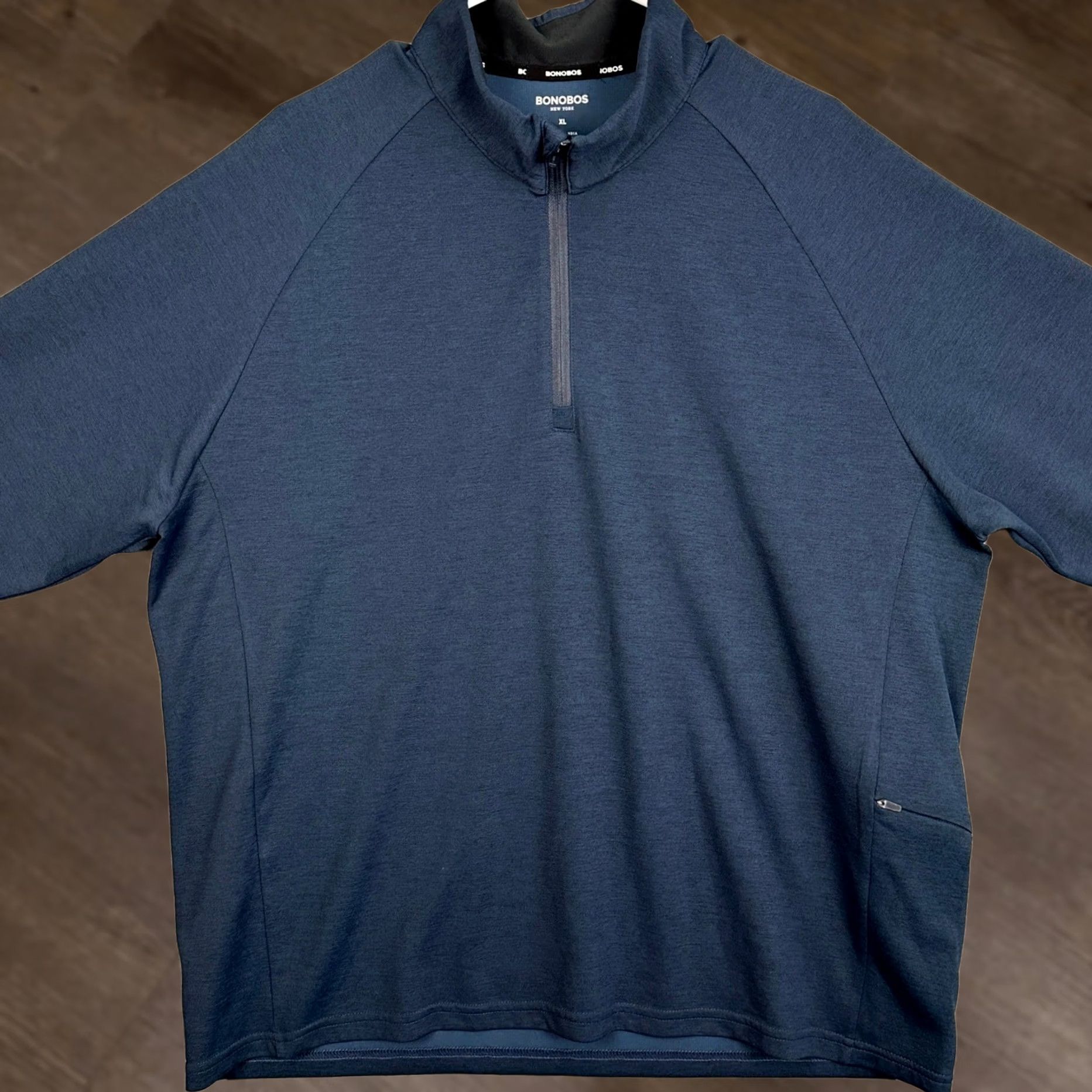 Bonobos Bonobos Shirt Mens XL Navy Blue Quarter Zip Pullover Performance Activewear Logo Pocket Mock Neck Zipper Sportswear Golf Hiking Walking Pullover Size US XL / EU 56 / 4 - 1 Thumbnail