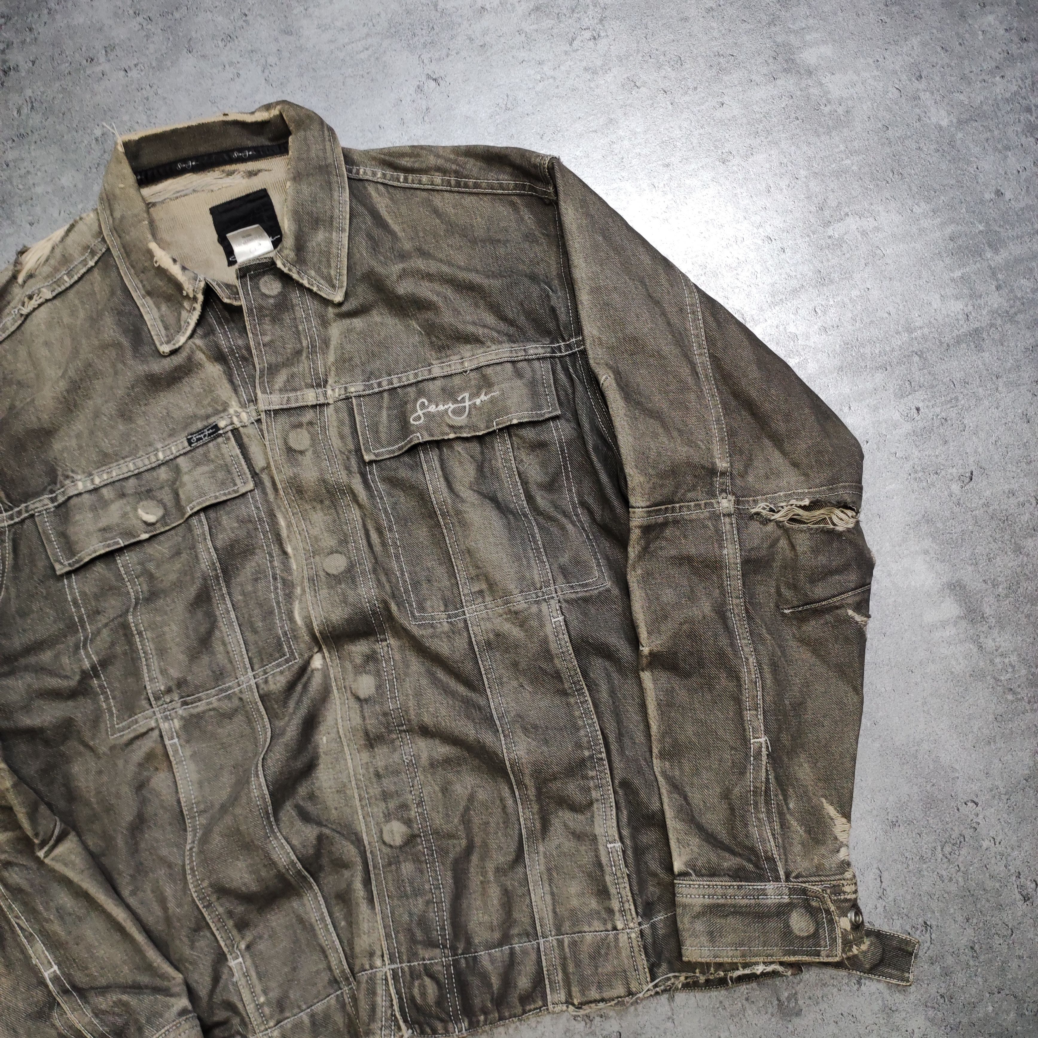 Sean John × Vintage RARE OG Sean John Washed Distressed Light Pocket Jacket Size US L / EU 52-54 / 3 - 3 Thumbnail