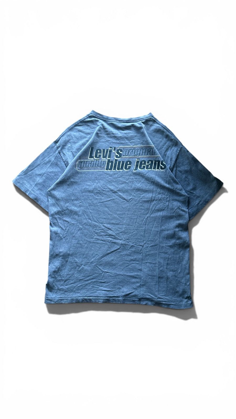 Levi's Vintage 90s Levi’s "Original Quality Blue Jeans" Blue Tee Size US L / EU 52-54 / 3 - 1 Thumbnail