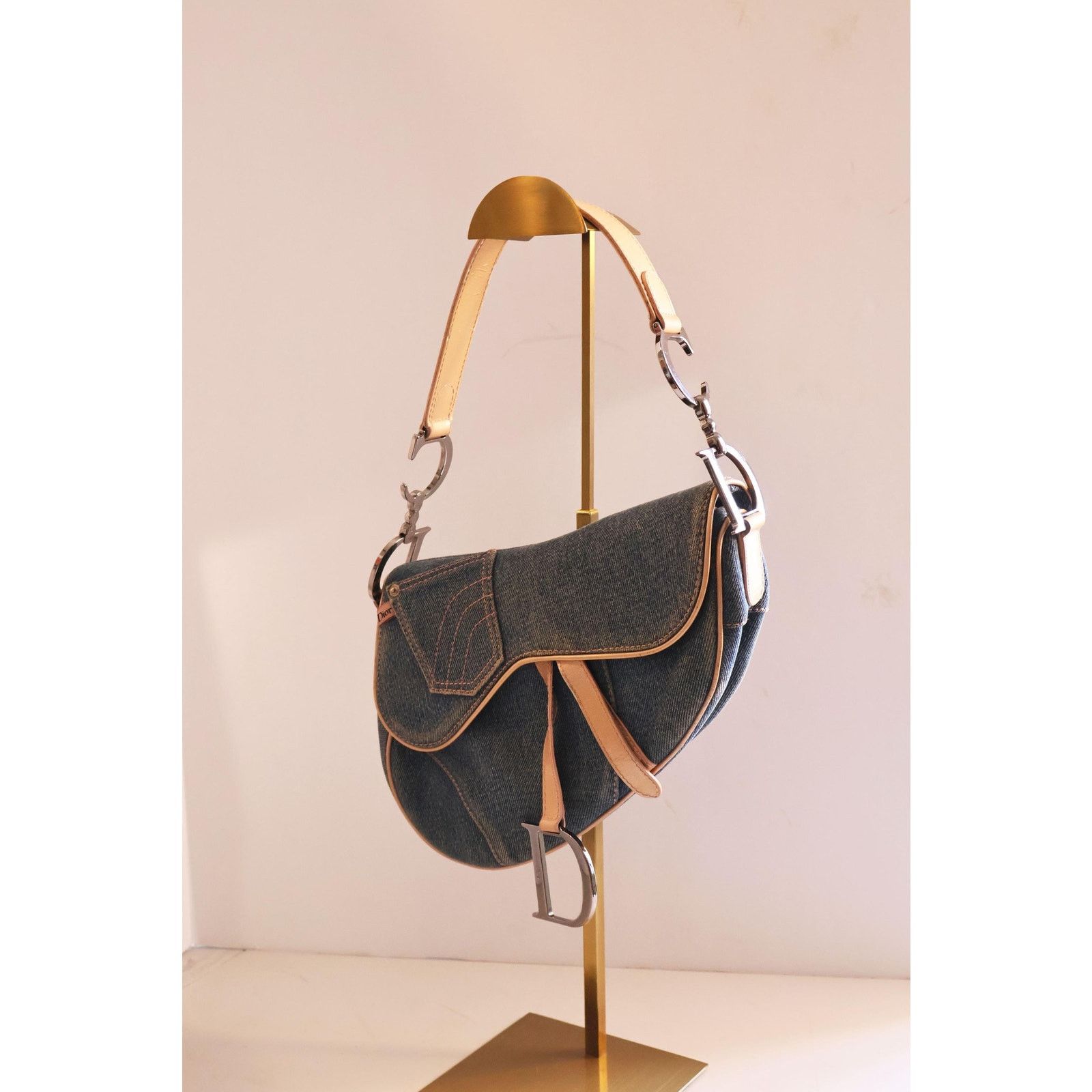 Dior RARE Christian Dior Blue Denim Saddle Bag Size ONE SIZE - 4 Thumbnail