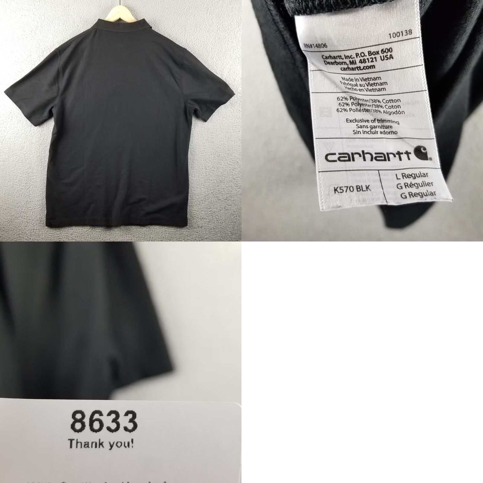 Carhartt Carhartt Polo Shirt Men Large Black Original Fit Pocket Logo K570 Workwear Jesus Truck Fish Size US L / EU 52-54 / 3 - 8 Thumbnail