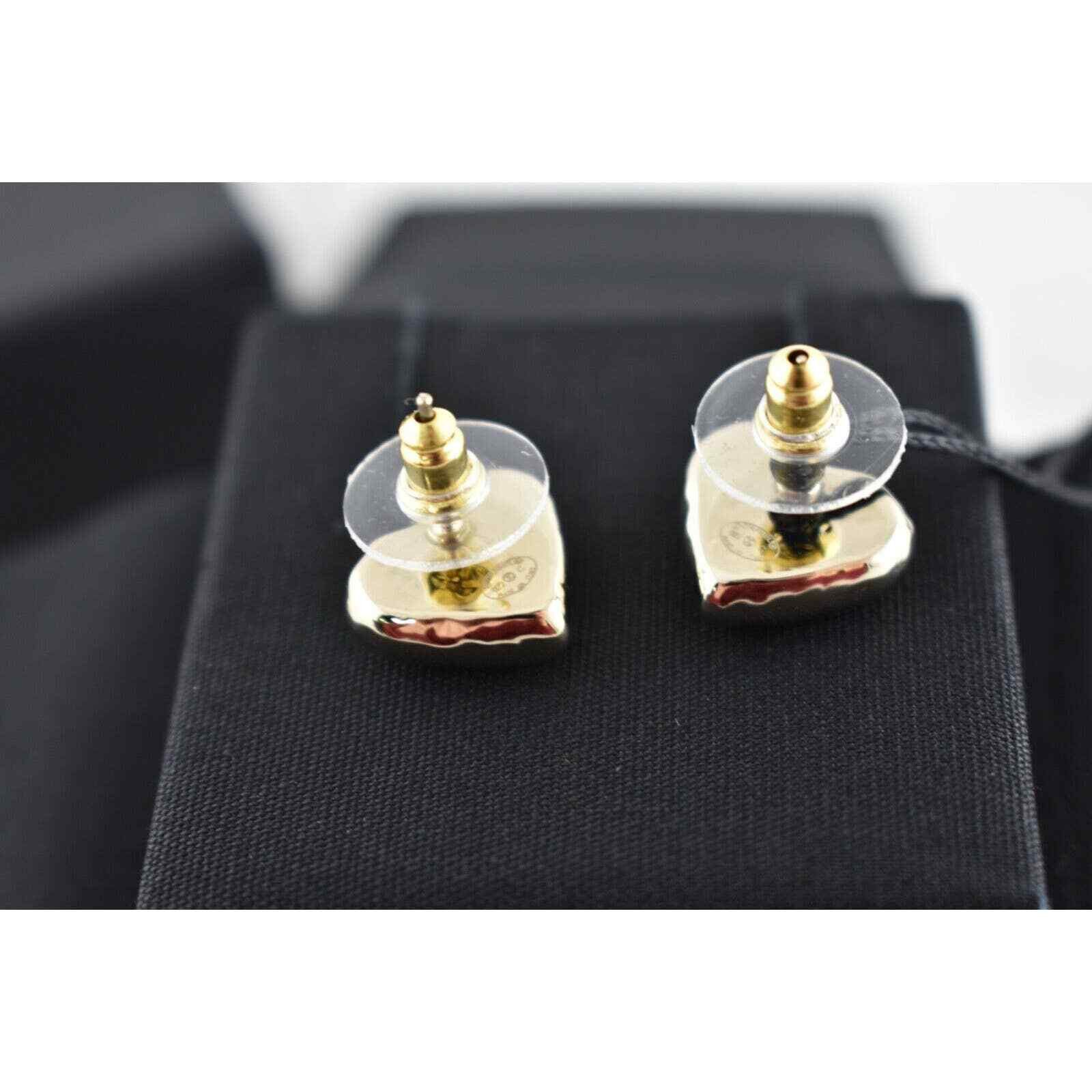 Chanel Chanel 22C Heart Shape Gold Black Statement Stud Earrings Size ONE SIZE - 10 Thumbnail