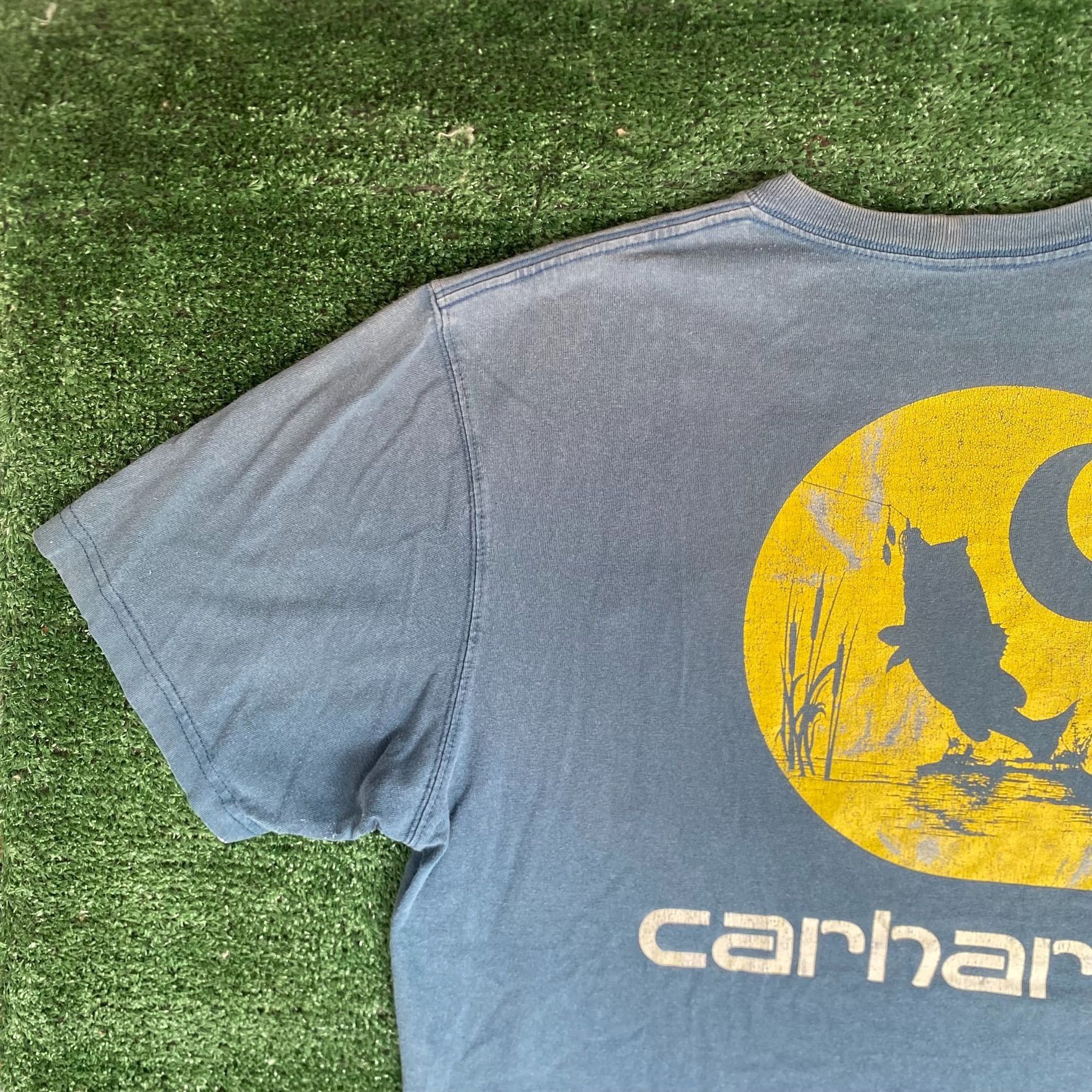 Carhartt Vintage Y2K Carhartt Logo Shirt Blue Workwear Grunge Tee Size US M / EU 48-50 / 2 - 2 Thumbnail