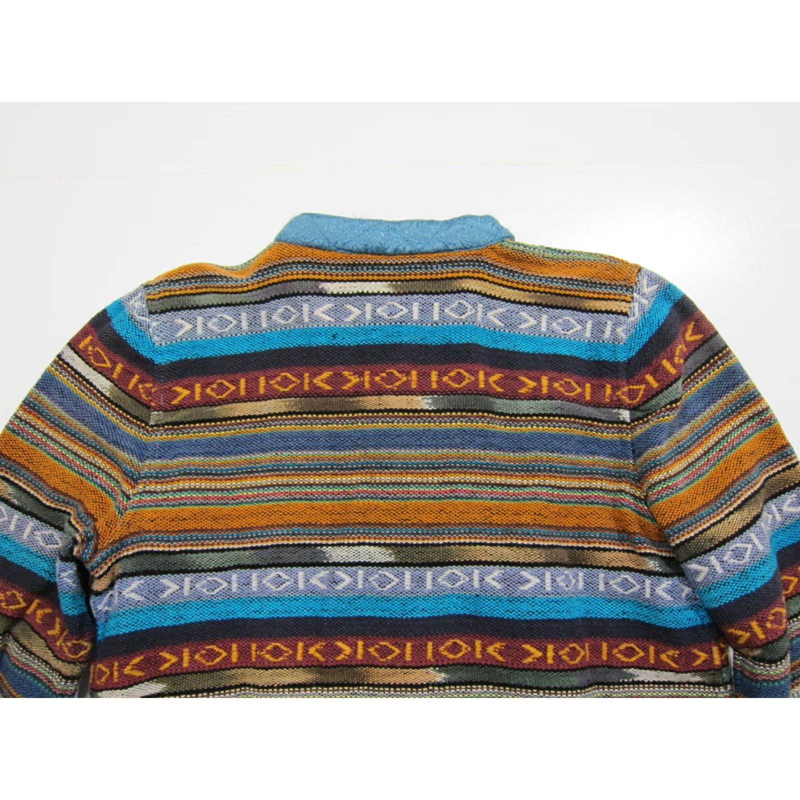 Vintage VINTAGE Think Positive Woven Cotton Blue Orange Ethnic Button-Down Jacket Women Small Size S / US 4 / IT 40 - 7 Thumbnail