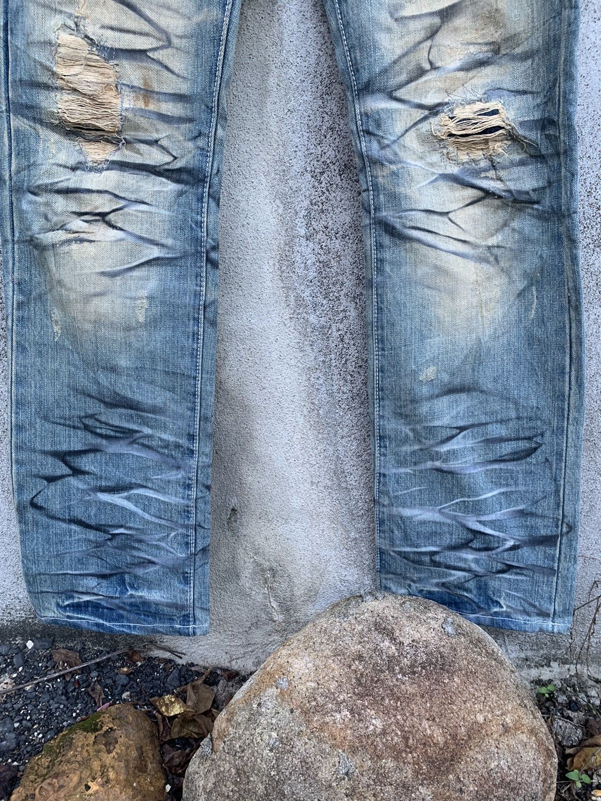 Japanese Brand Distressed washed denim - Original factory made Size US 30 / EU 46 - 4 Thumbnail