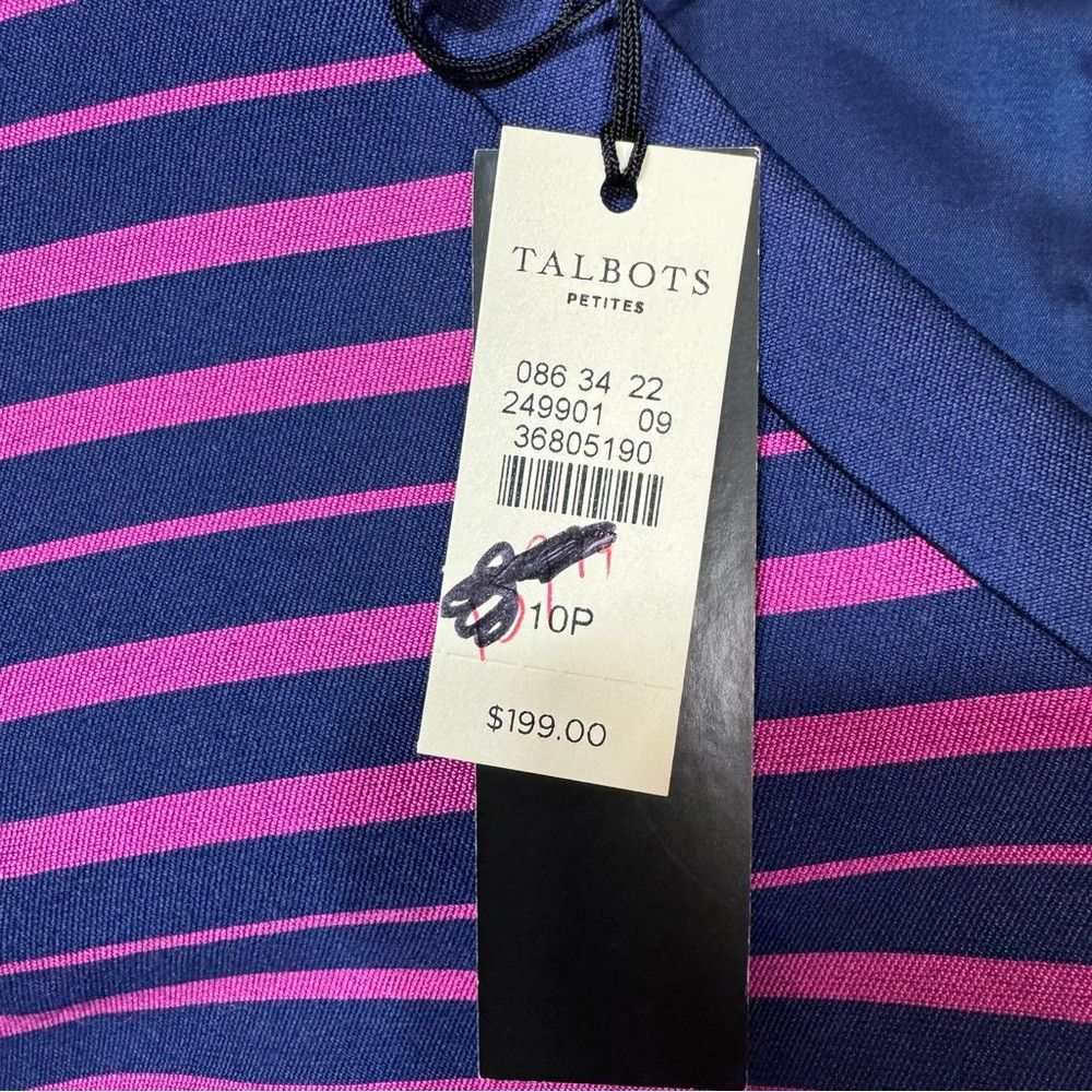 Talbots NWT New $199 Talbots Silk Blend V-Neck Stripe Dress Size 10 Size L / US 10 / IT 46 - 7 Thumbnail