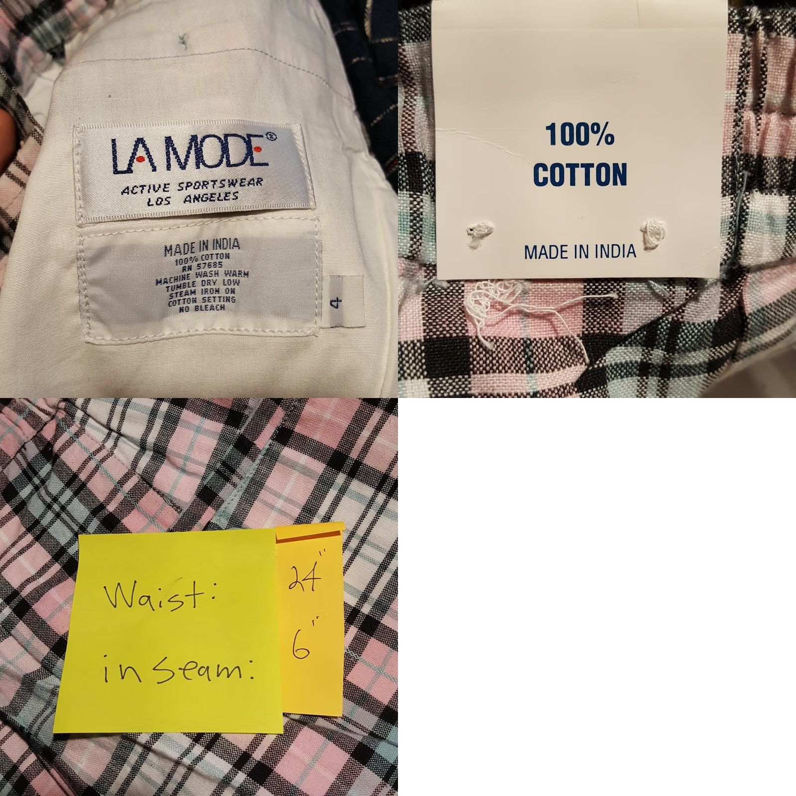 Vintage VINTAGE LA Mode Plaid Womens Size 4 High Waist Outdoor Chino Shorts NOS Size 42" / US 20 - 8 Thumbnail