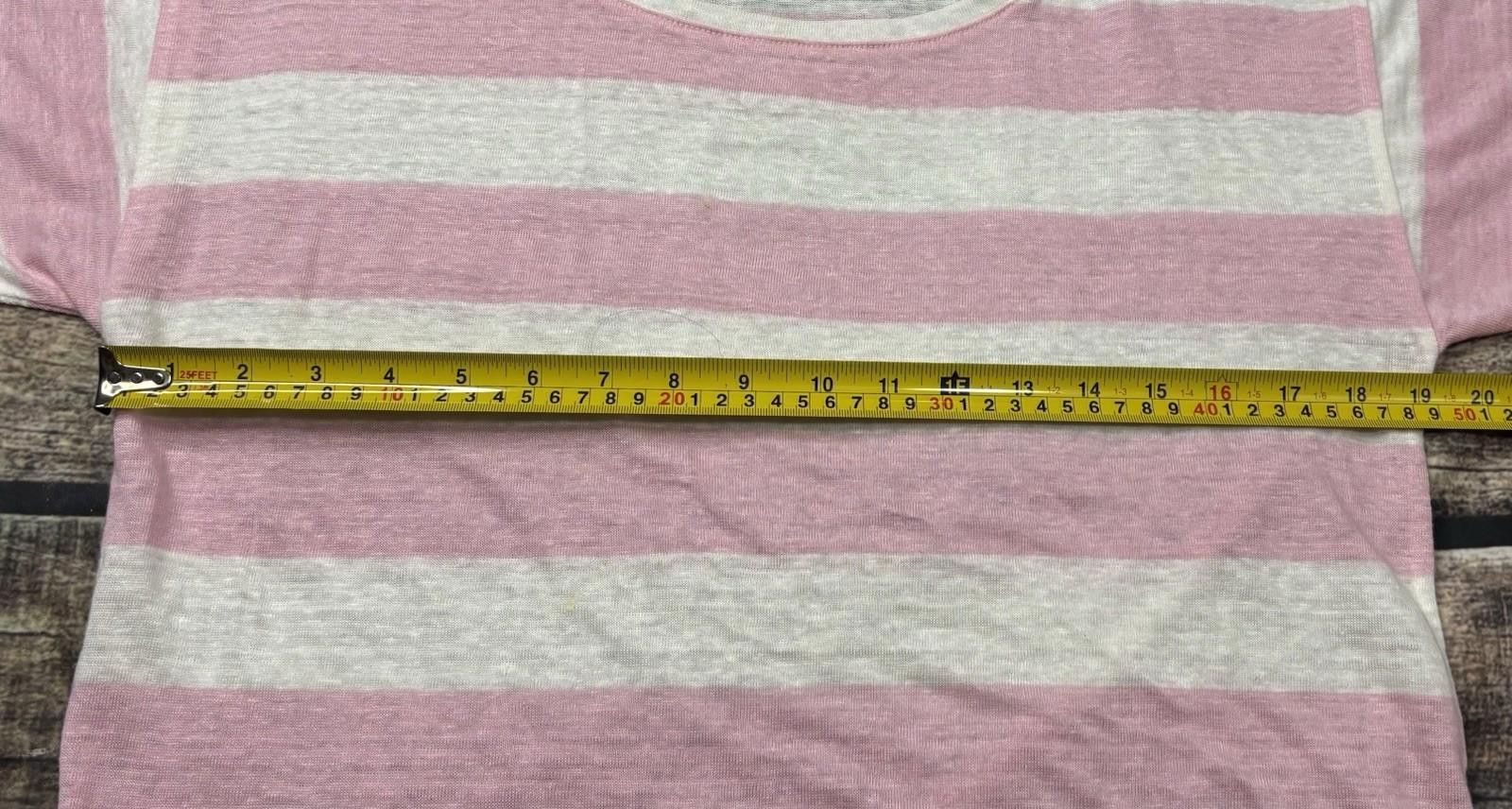 J.Crew J Crew Linen Tee Womens Small Top Pink White Striped Cuffed Size S / US 4 / IT 40 - 9 Thumbnail