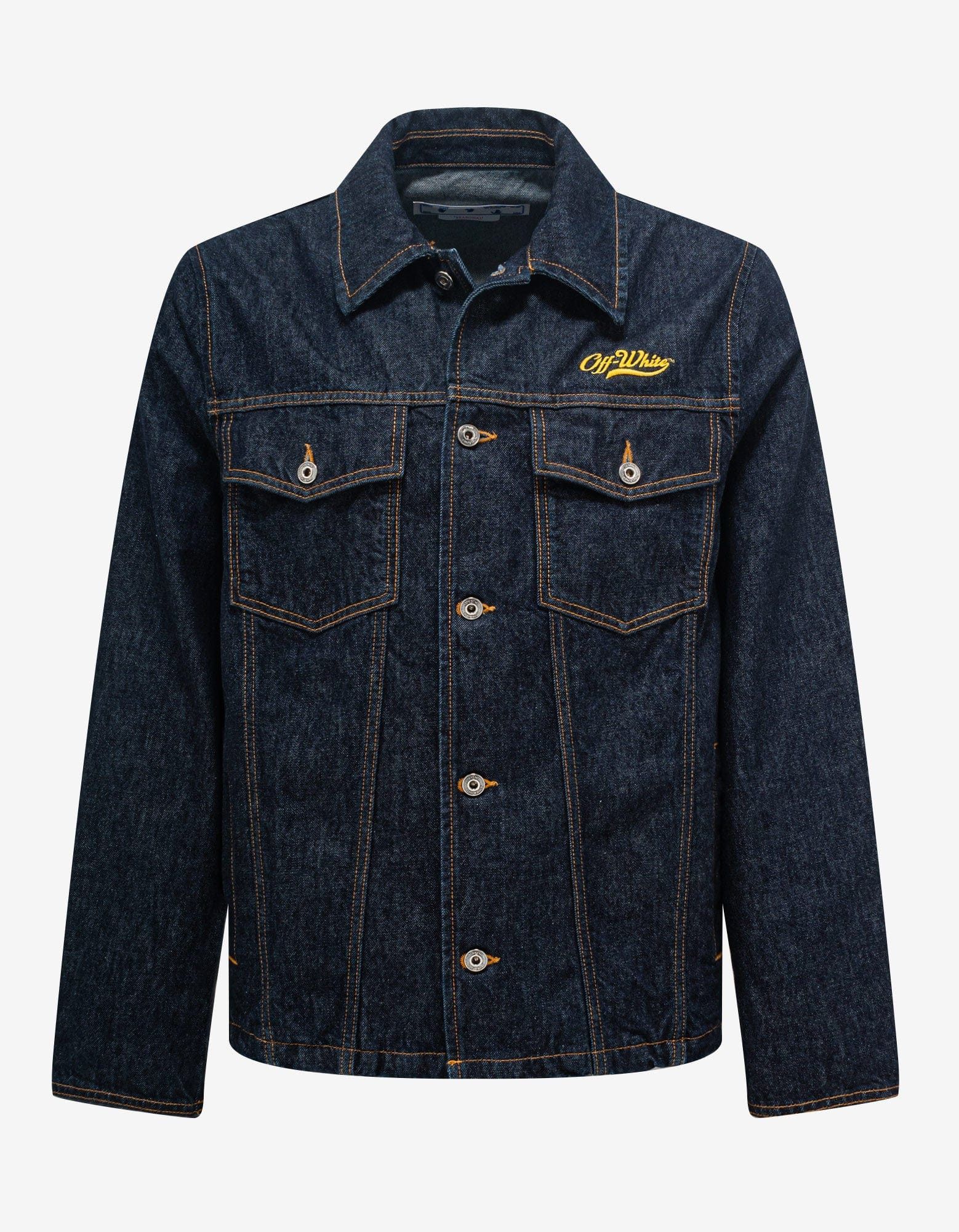 image of Off White Blue Wave Off Utility Denim Jacket, Men's (Size Large)
