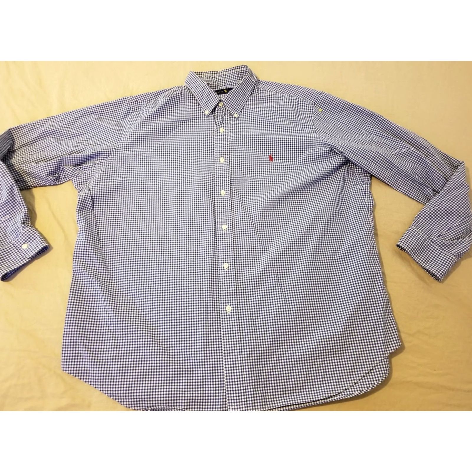 Polo Ralph Lauren Polo Ralph Lauren Shirt 2XL Navy Blue Cotton Button-Up Dress Shirt Mens Casual Size 48R - 2 Thumbnail