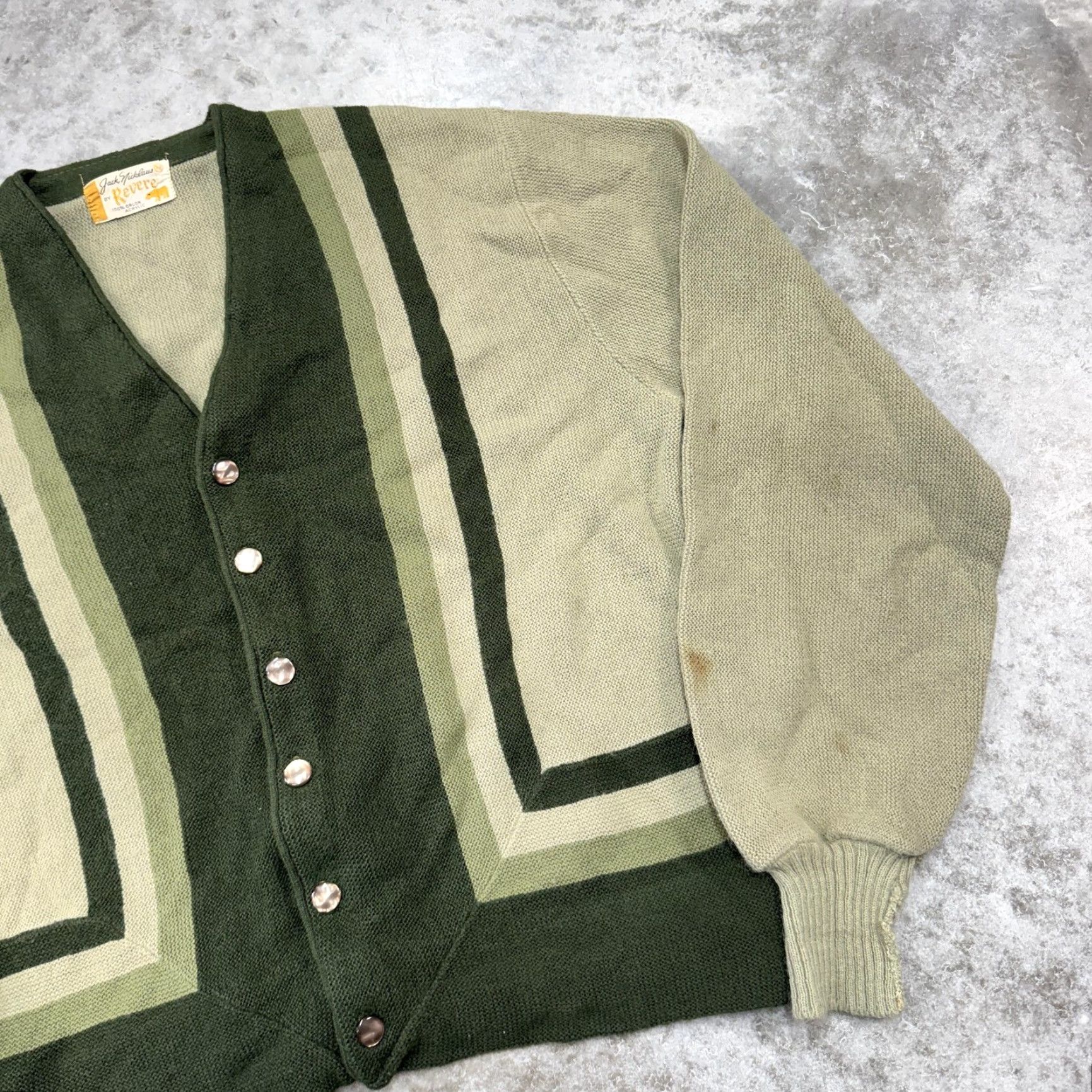 Vintage VINTAGE Jack Nicklaus Sweater Cardigan Mens M Green Knit Striped All Seasons Button Front V-Neck 70s Golf Size US M / EU 48-50 / 2 - 4 Thumbnail