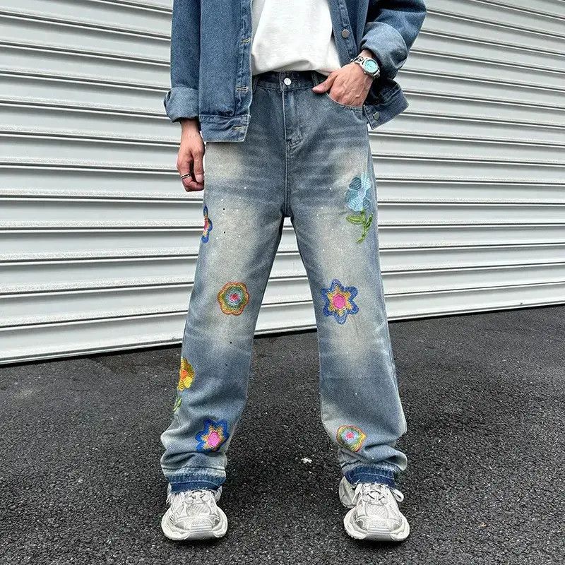 Japanese Brand Retro hip-hop fringed embroidered jeans Size US 32 / EU 48 - 1 Thumbnail