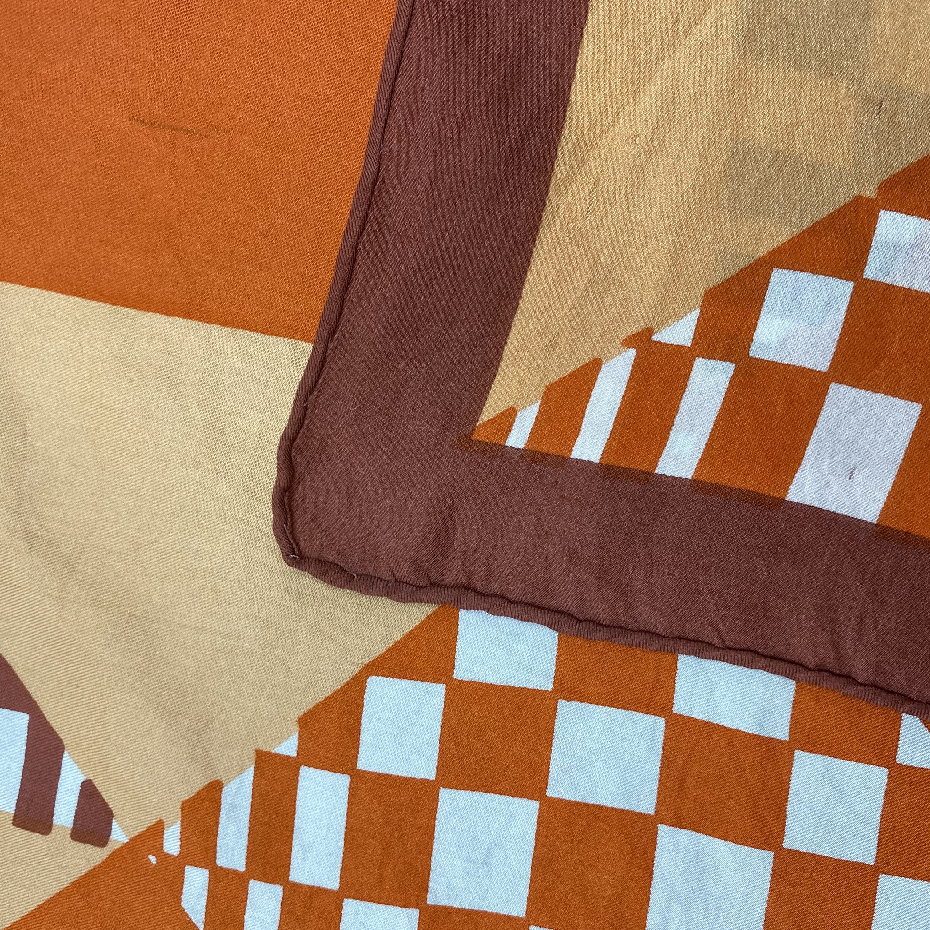 Japanese Brand Vintage Geometric Quilt SILK Scarf Twill Stole Wraps Scarves Size ONE SIZE - 9 Thumbnail