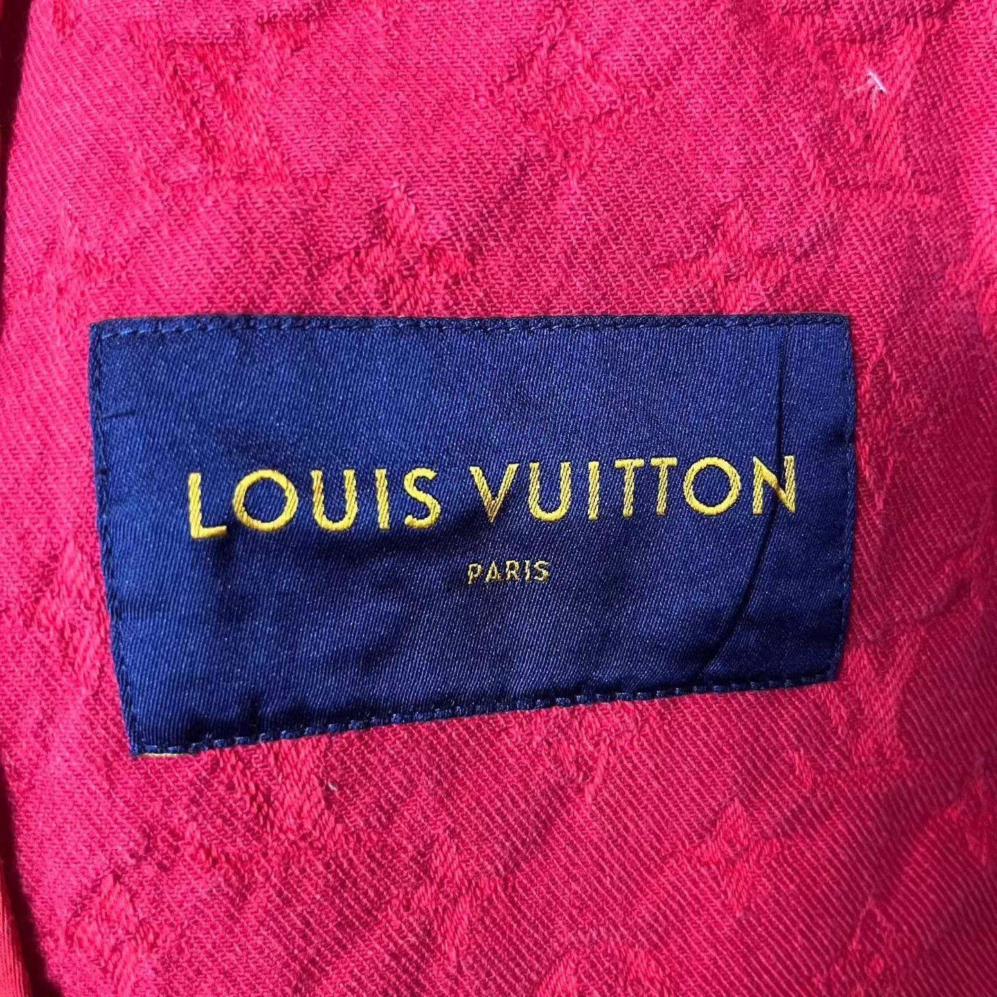 Louis Vuitton Louis Vuitton Red Print Stand Collar Denim Jacket 52 Size US L / EU 52-54 / 3 - 3 Thumbnail