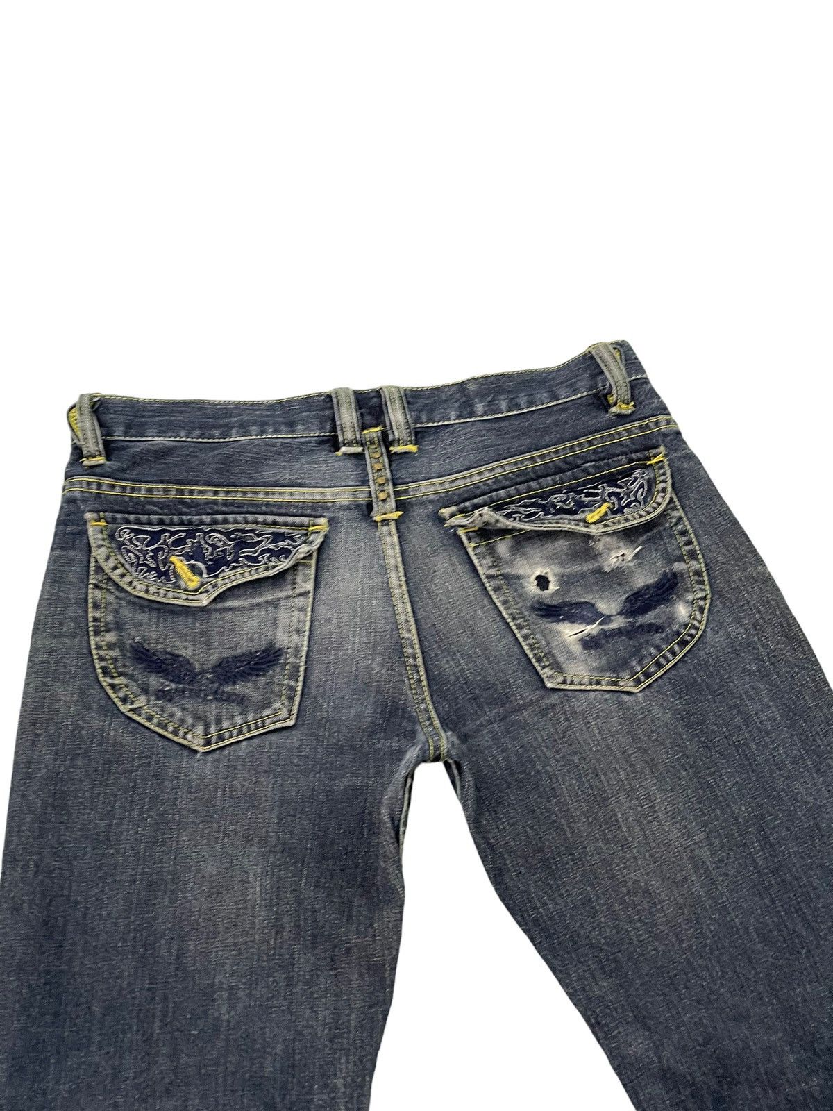 Japanese Brand Flare Jeans Nylaus Distress Low Rise Boot Cut 6🟦3 Size US 32 / EU 48 - 18 Thumbnail
