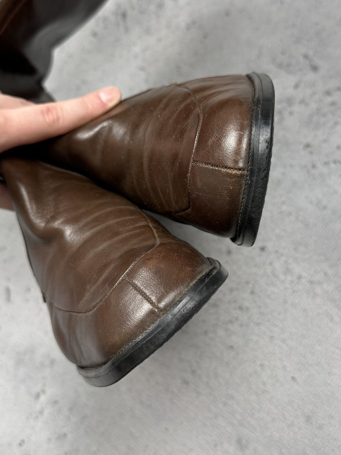 Bally Vintage Bally Brown Leather Knee High Boots Square Toe 70s Size US 6 / IT 36 - 8 Thumbnail