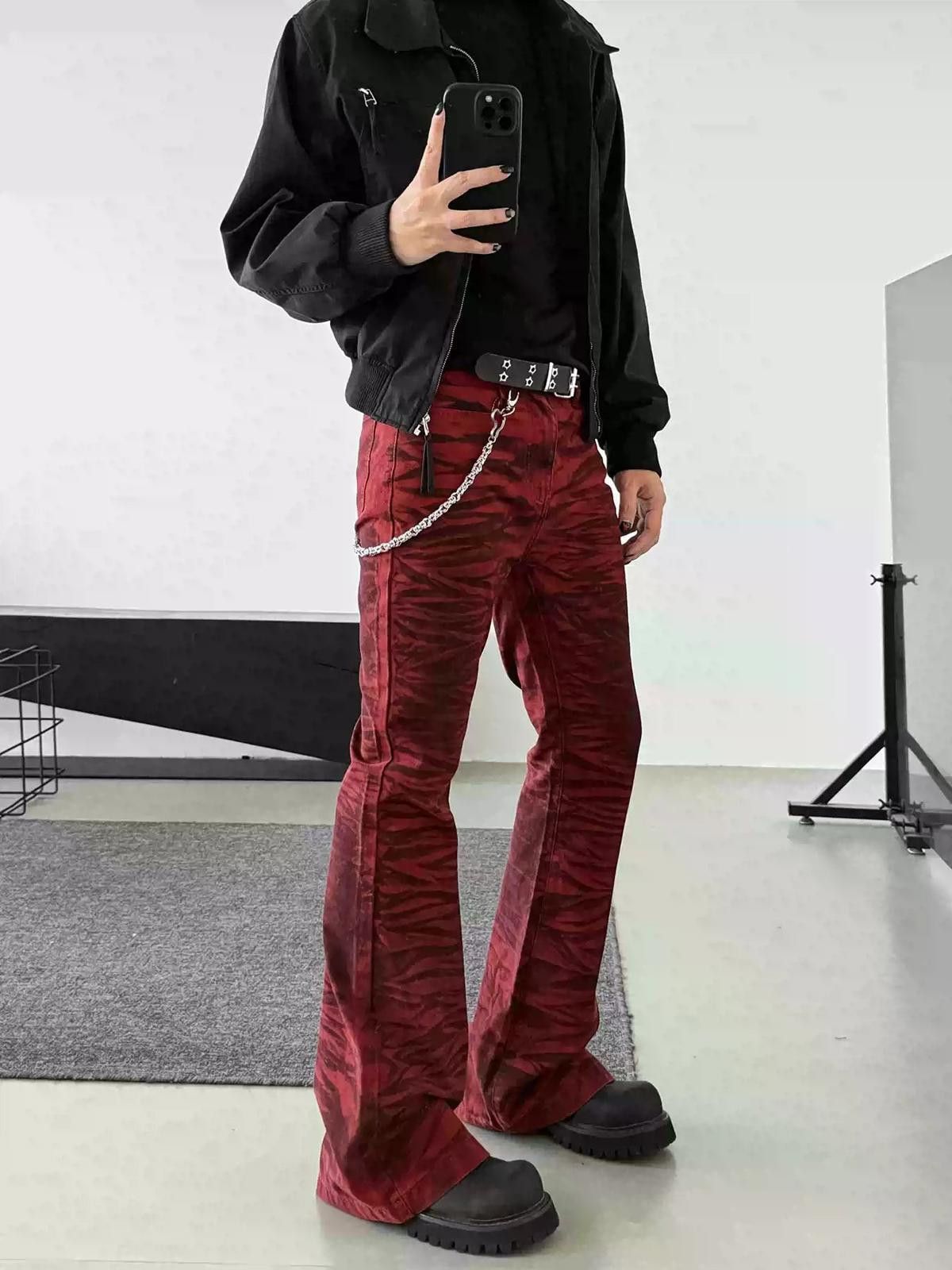 Vintage Red Tiger Print Stacked Pants Size US 28 / EU 44 - 6 Thumbnail