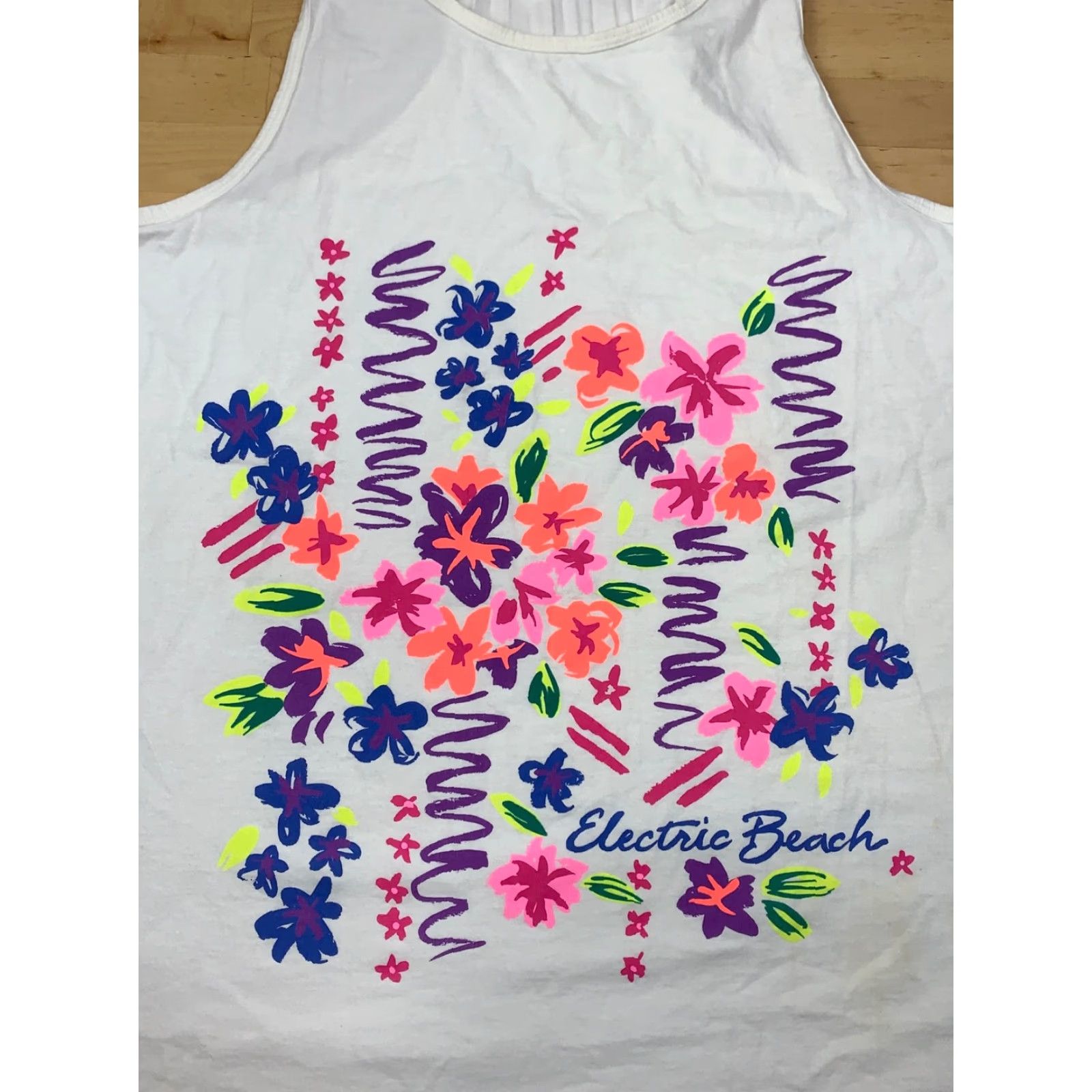 Vintage VINTAGE Electric Beach Tank Top Women Floral White M 80s 90s Beach/Nt? Size M / US 6-8 / IT 42-44 - 2 Thumbnail