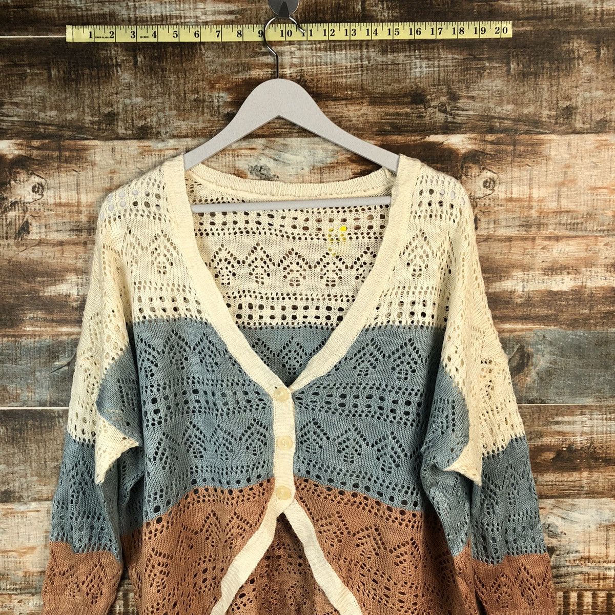 Japanese Brand Japan vintage crochet meshnet Cardigan Knitwear #A1486 Size M / US 6-8 / IT 42-44 - 5 Thumbnail