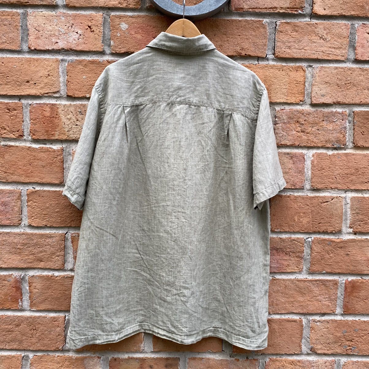 Brandini BRANDINI Light Green 100% Linen Short Sleeve Shirt Size US L / EU 52-54 / 3 - 2 Thumbnail