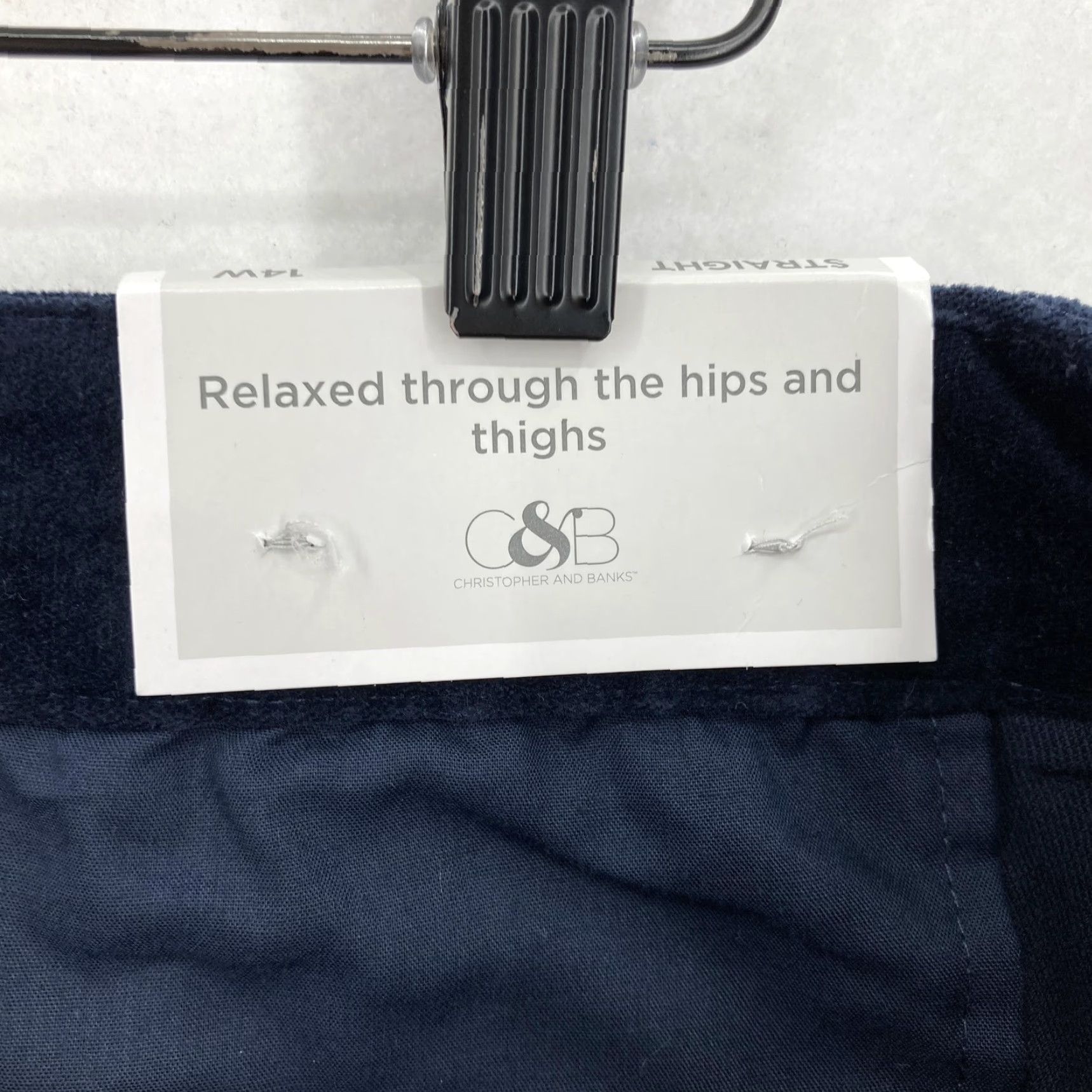 Velvet CJ Banks Pants Womens 14W Navy Blue Velvet The Perfect Pant Straight High Rise Size 36" / US 14 / IT 50 - 5 Thumbnail