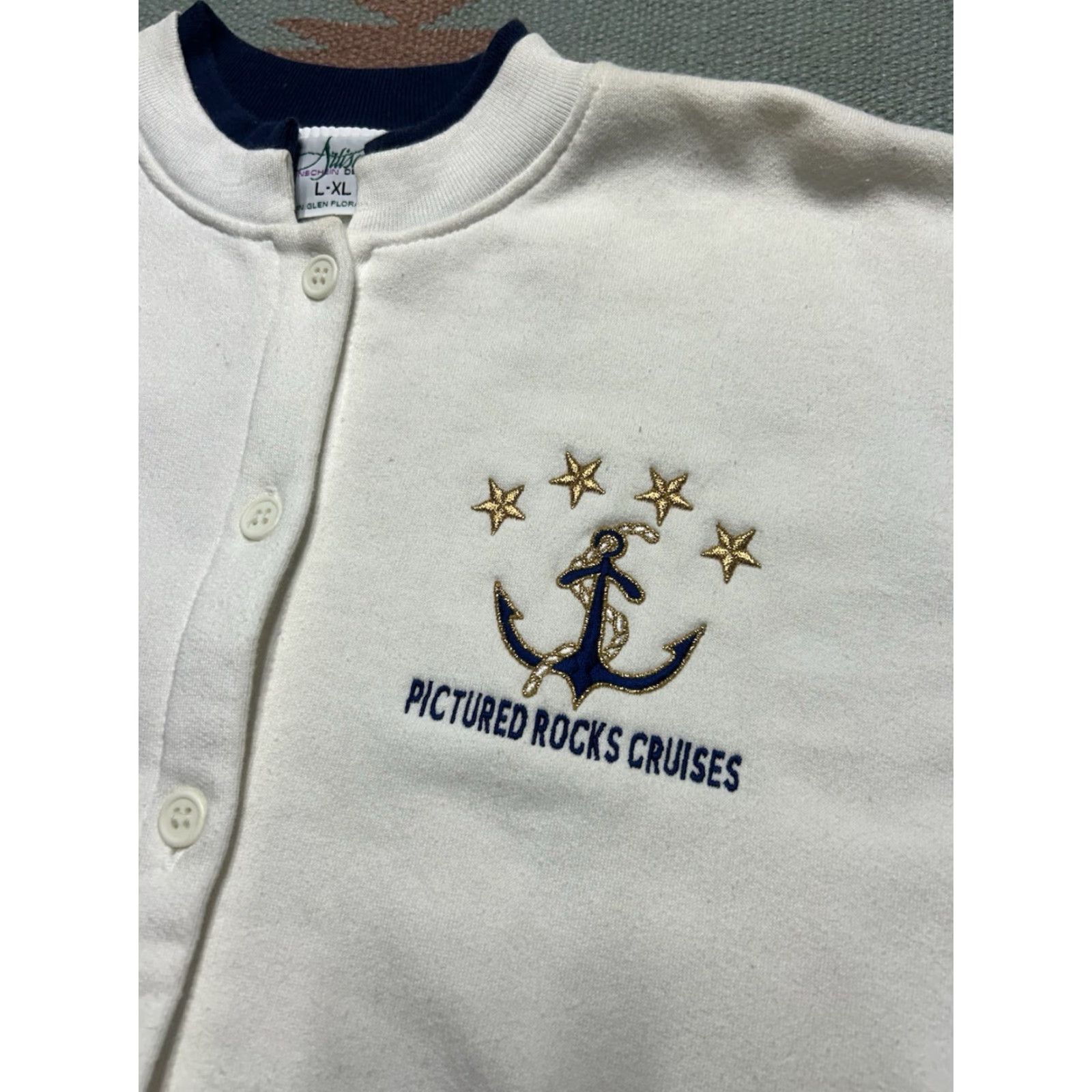 Vintage VINTAGE Cardigan Sweatshirt White 90s XL Men Size US XL / EU 56 / 4 - 2 Thumbnail