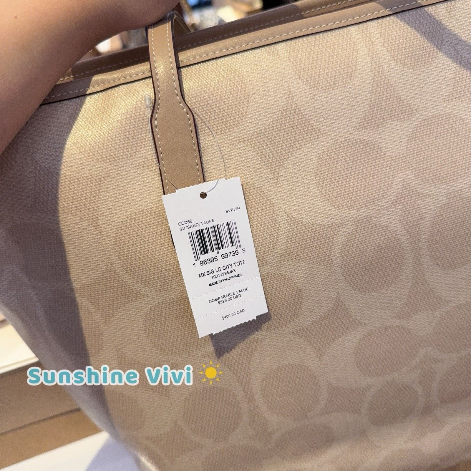 Coach NWT Coach Large City Tote Bag In Maxi CCD66 Sand Taupe Size ONE SIZE - 3 Thumbnail