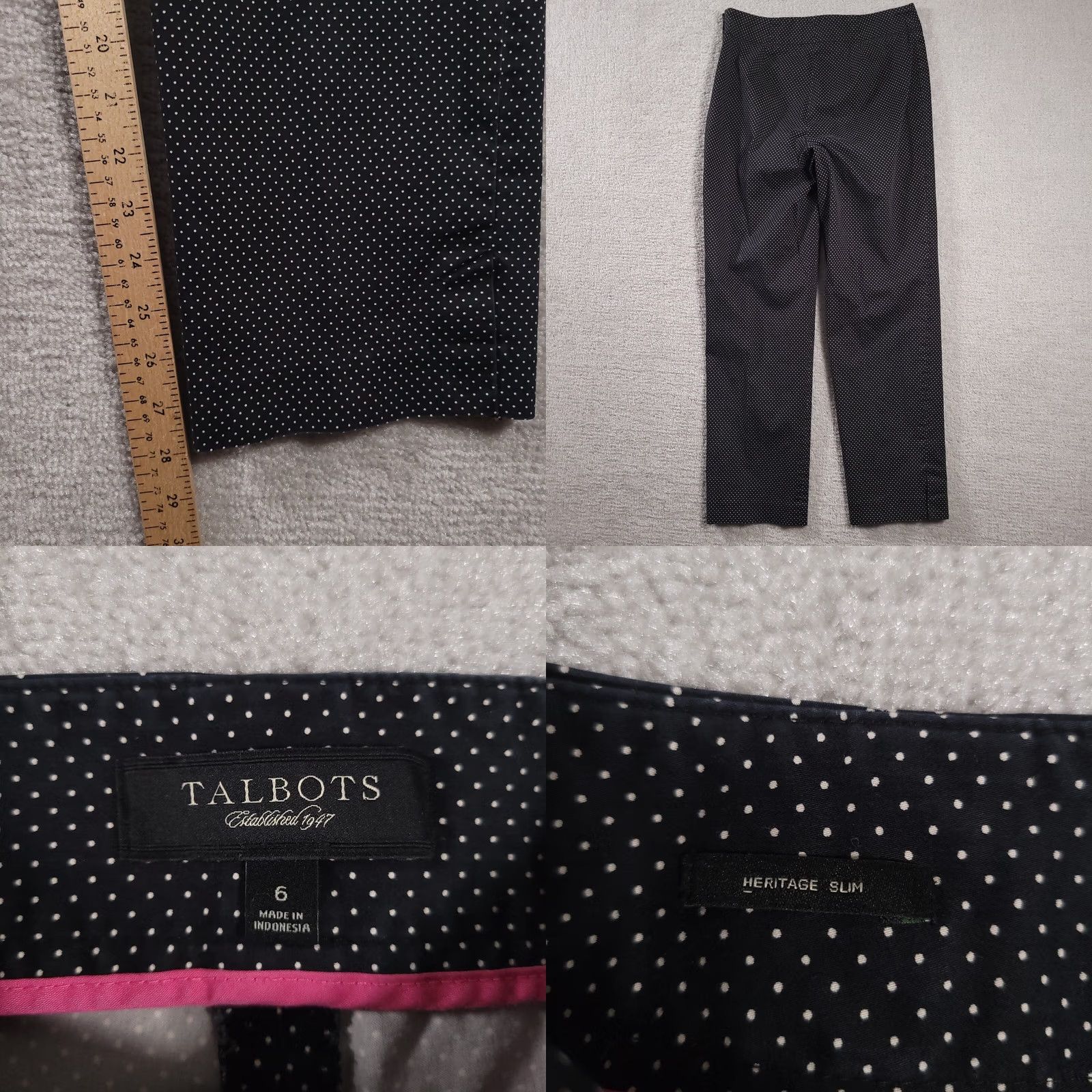 Talbots Talbots Heritage Slim Leg Side Zipper Ankle Dress Pants Womens 6 Black Polka Dot Size 28" / US 6 / IT 42 - 8 Thumbnail