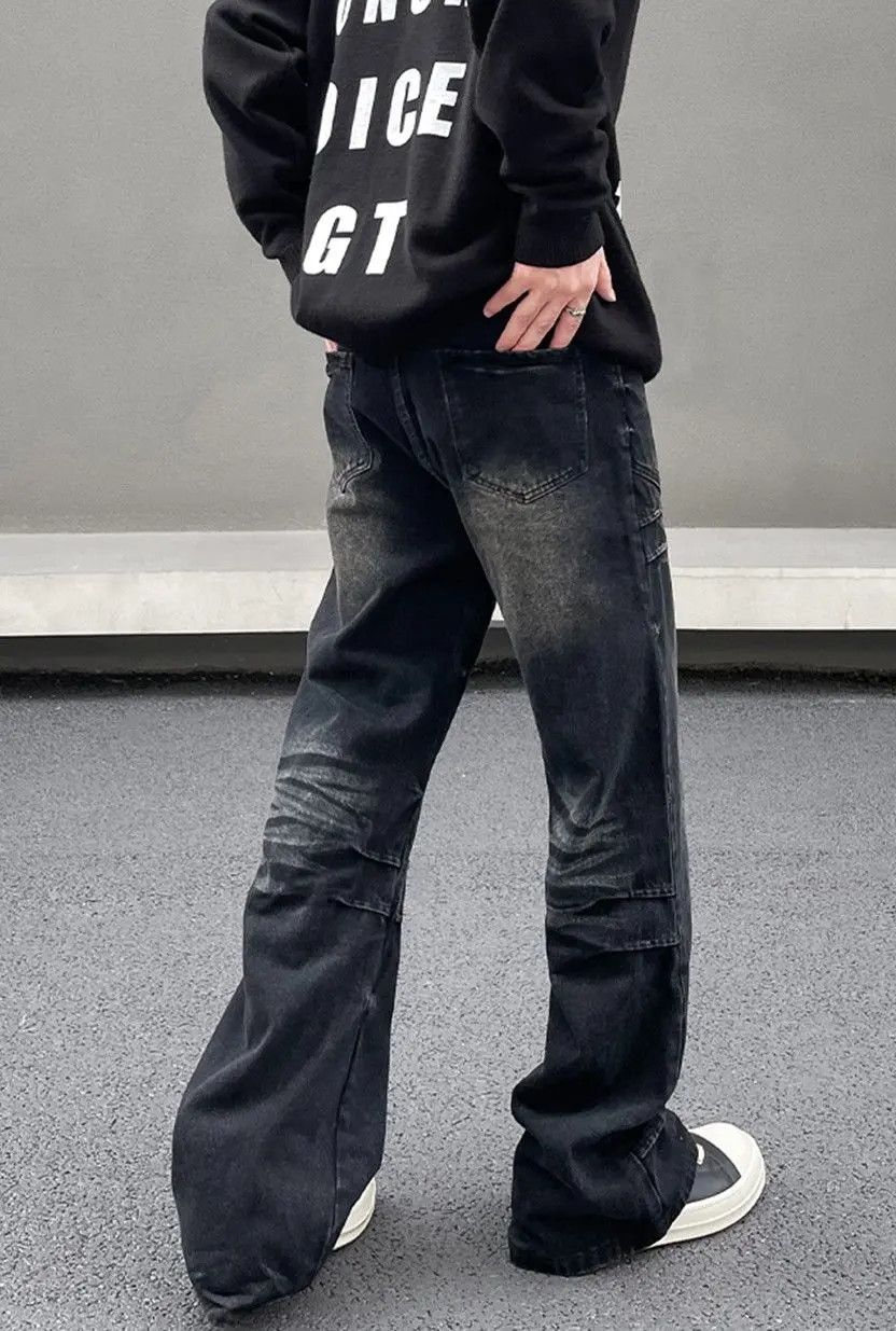 Designer × Japanese Brand Black y2k Distressed Washed Flare Jeans Size US 32 / EU 48 - 5 Thumbnail