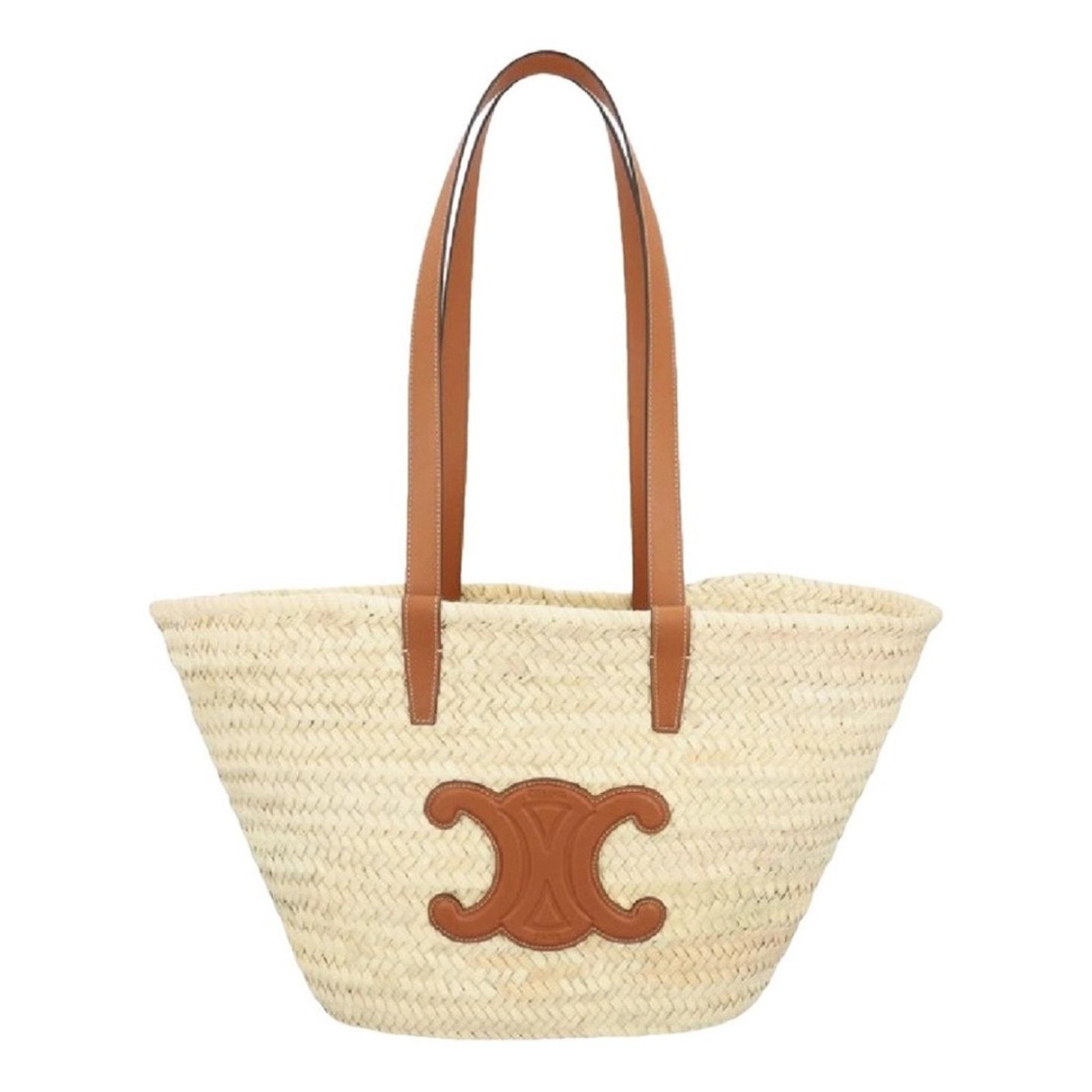 Celine CELINE Triomphe logo raffia tote shoulder bag Size ONE SIZE - 1 Thumbnail
