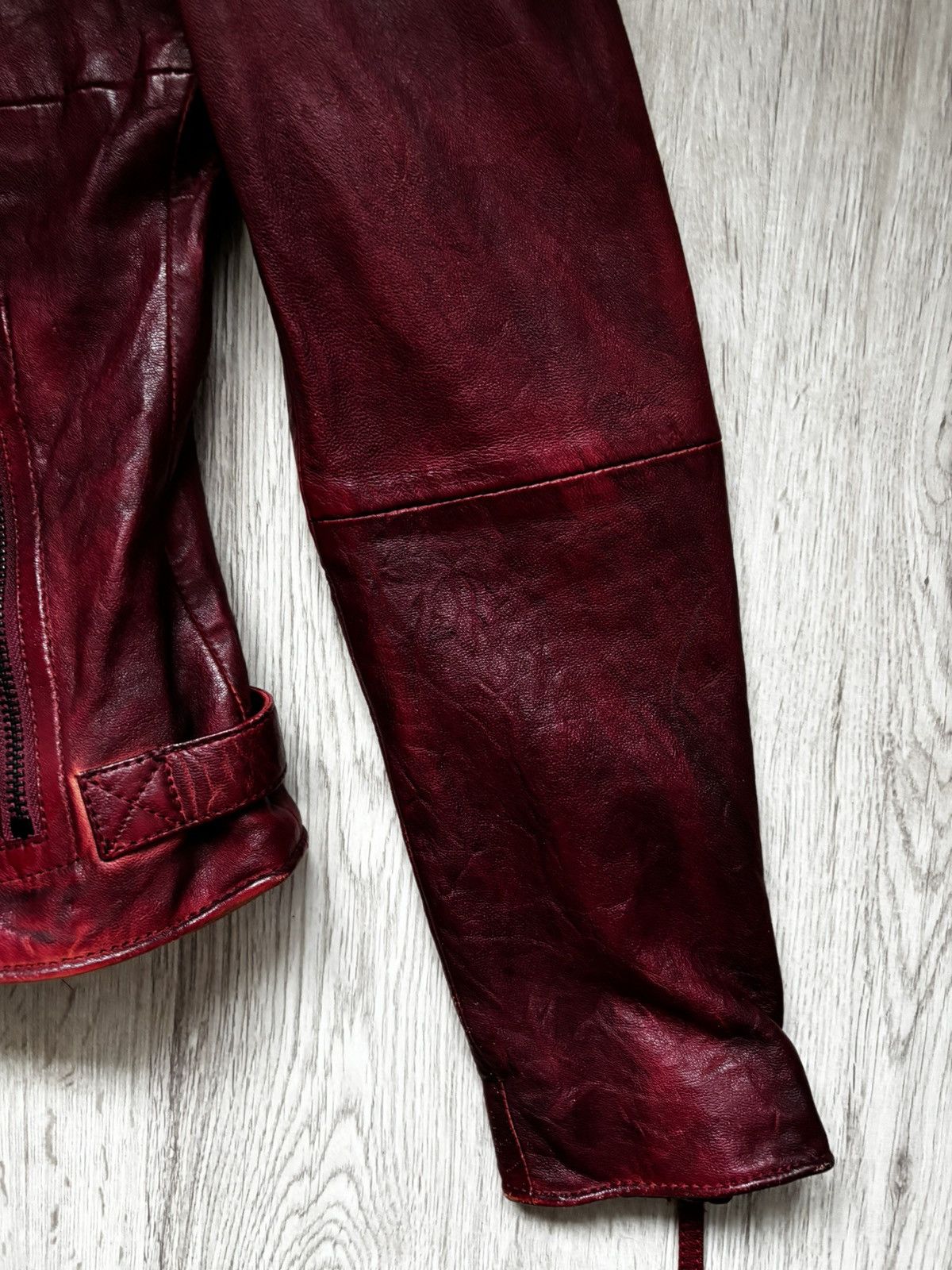 Other Freaky Nation Red Distressed Star Leather Biker Jacket Size M / US 6-8 / IT 42-44 - 3 Thumbnail
