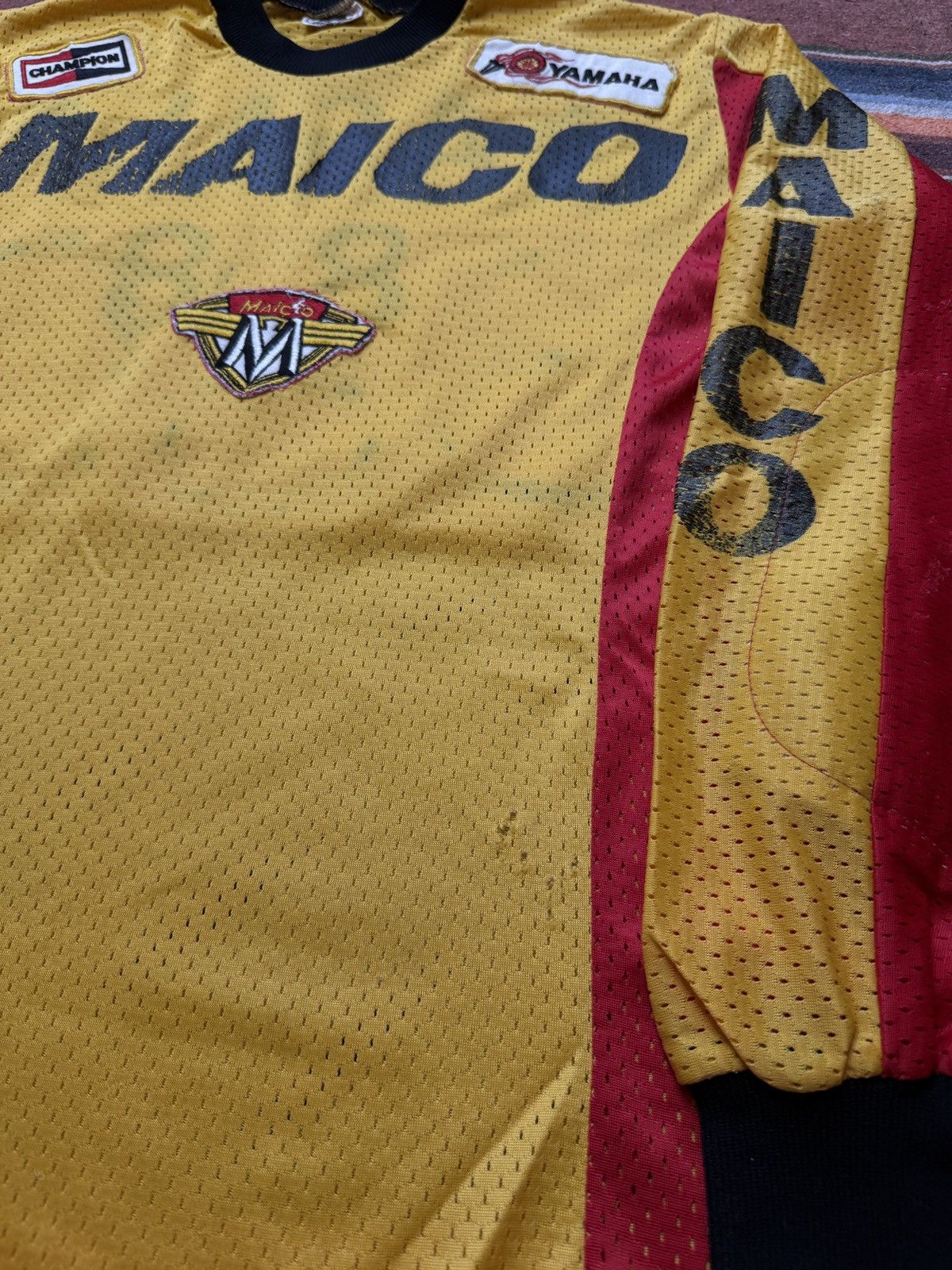 Vintage Vintage 1970's Maico Motorcycle Racing Jersey Shirt Size US L / EU 52-54 / 3 - 3 Thumbnail