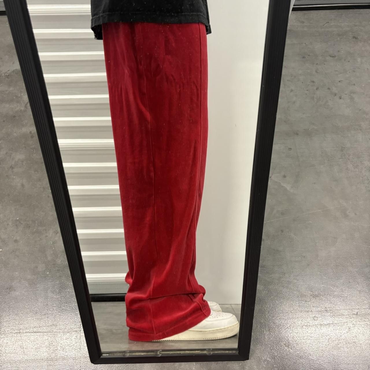 Vintage Crazy Vintage Y2K/2000s Super Baggy Wideleg Red Velour Velvet Sweatpants! Size US 36 / EU 52 - 1 Thumbnail