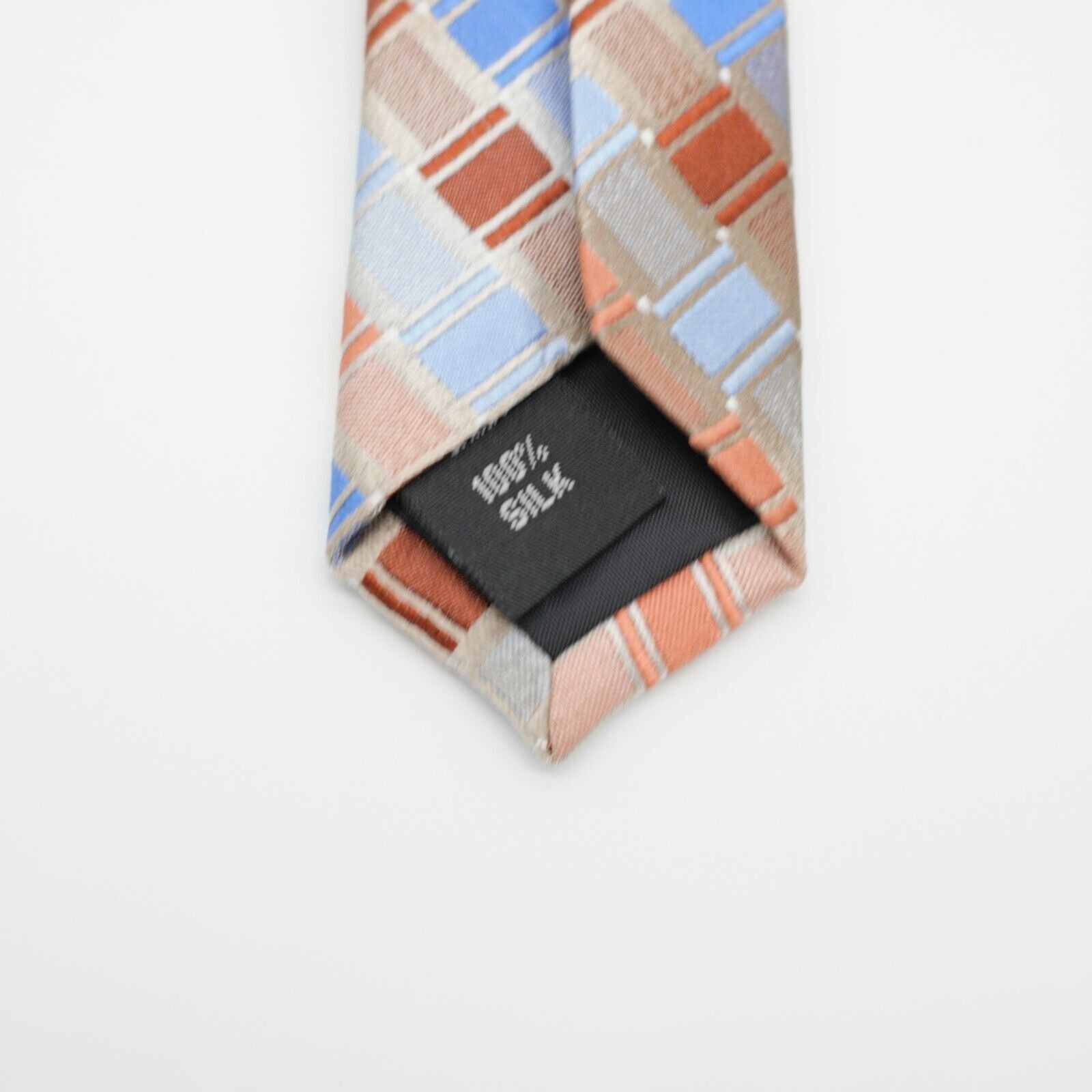 Van Heusen Van Heusen Peach Blue Basketweave Woven Silk Tie Size ONE SIZE - 4 Thumbnail