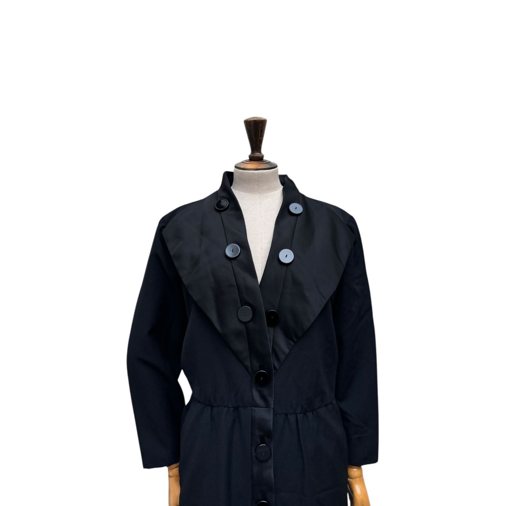 Yves Saint Laurent 1970s Vintage Black Wool Dress Size M / US 6-8 / IT 42-44 - 2 Thumbnail