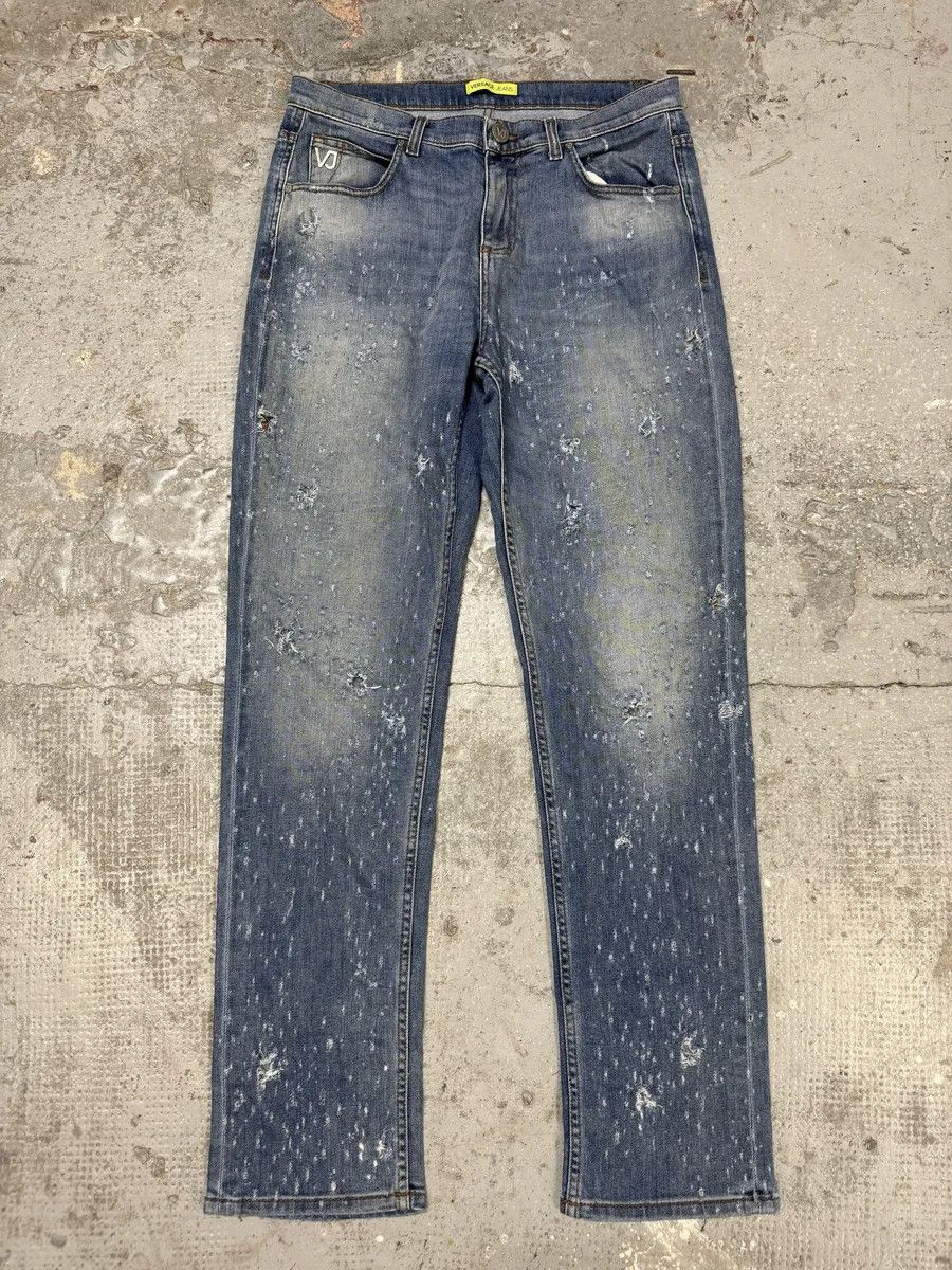 Versace Versace Blue Ripped Denim Jeans Size US 31 - 4 Thumbnail